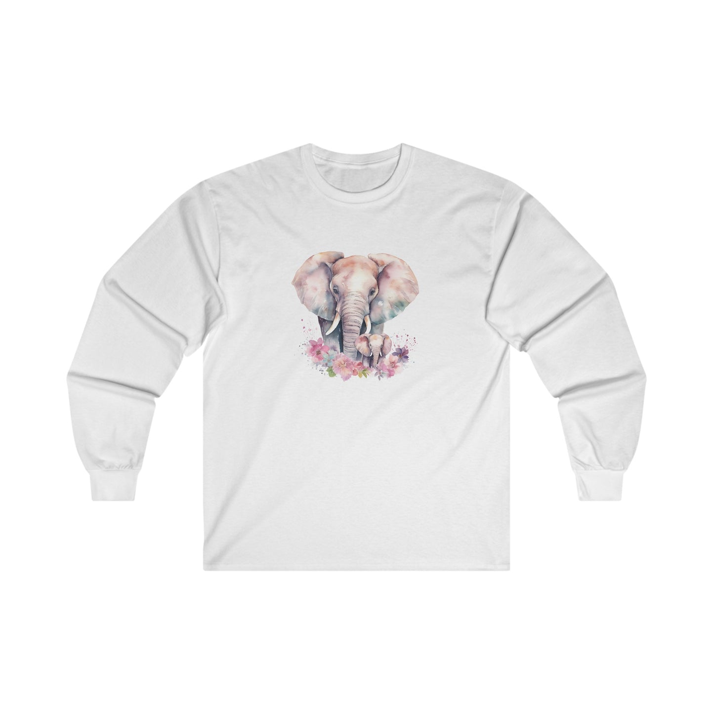Watercolor Elephant Long Sleeve Tee