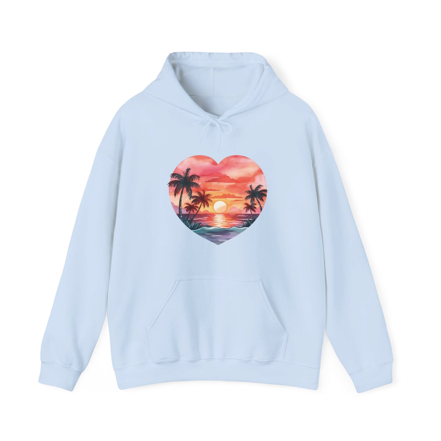 Retro Beach Sunset Heart Hooded Sweatshirt