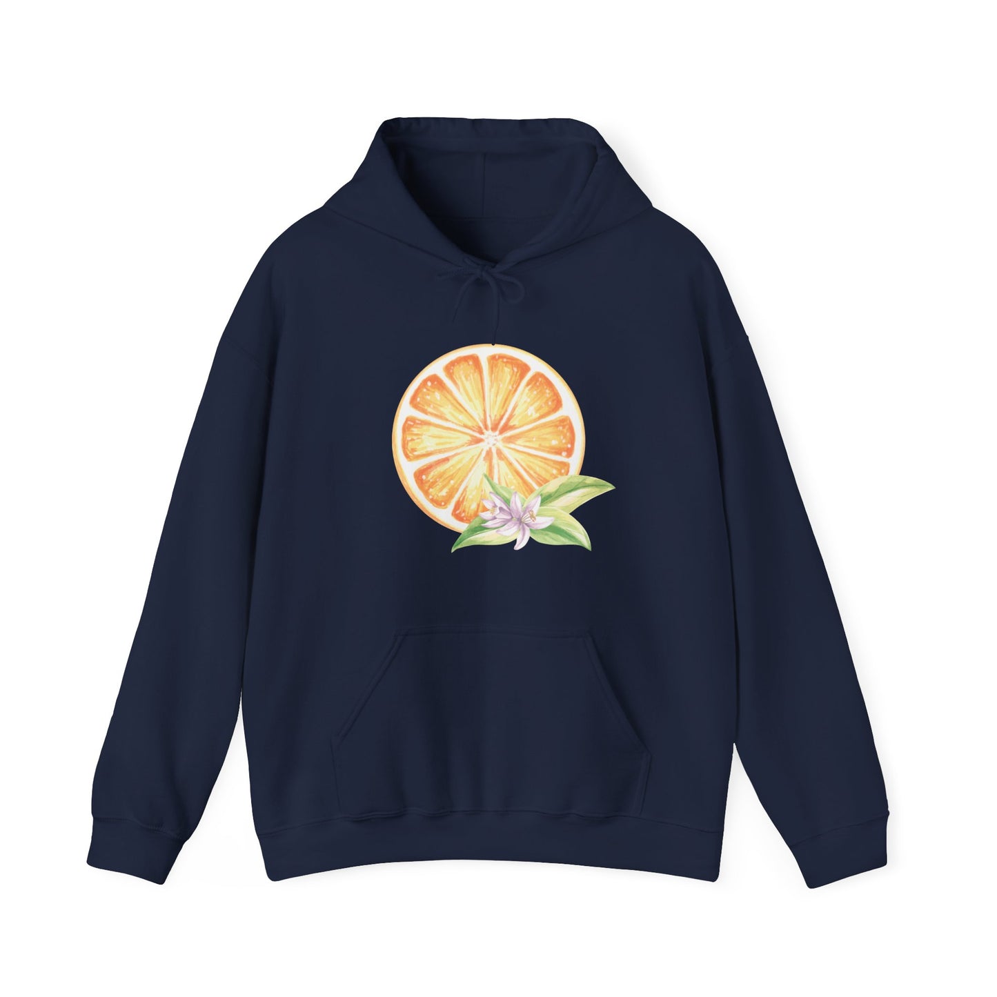 Orange and Flower Hooded Sweatshirt