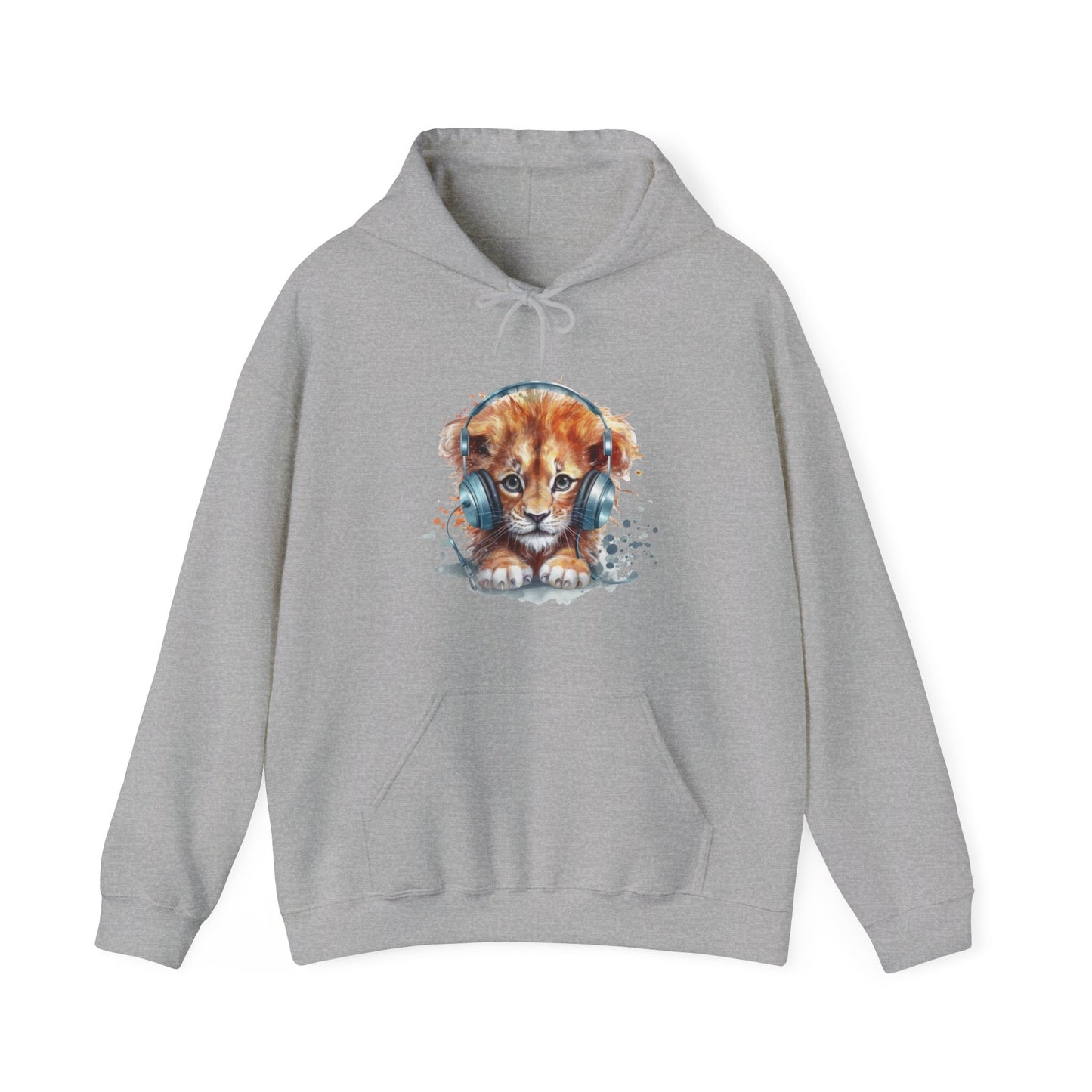 Lion with Headphones Hooded Sweatshirt