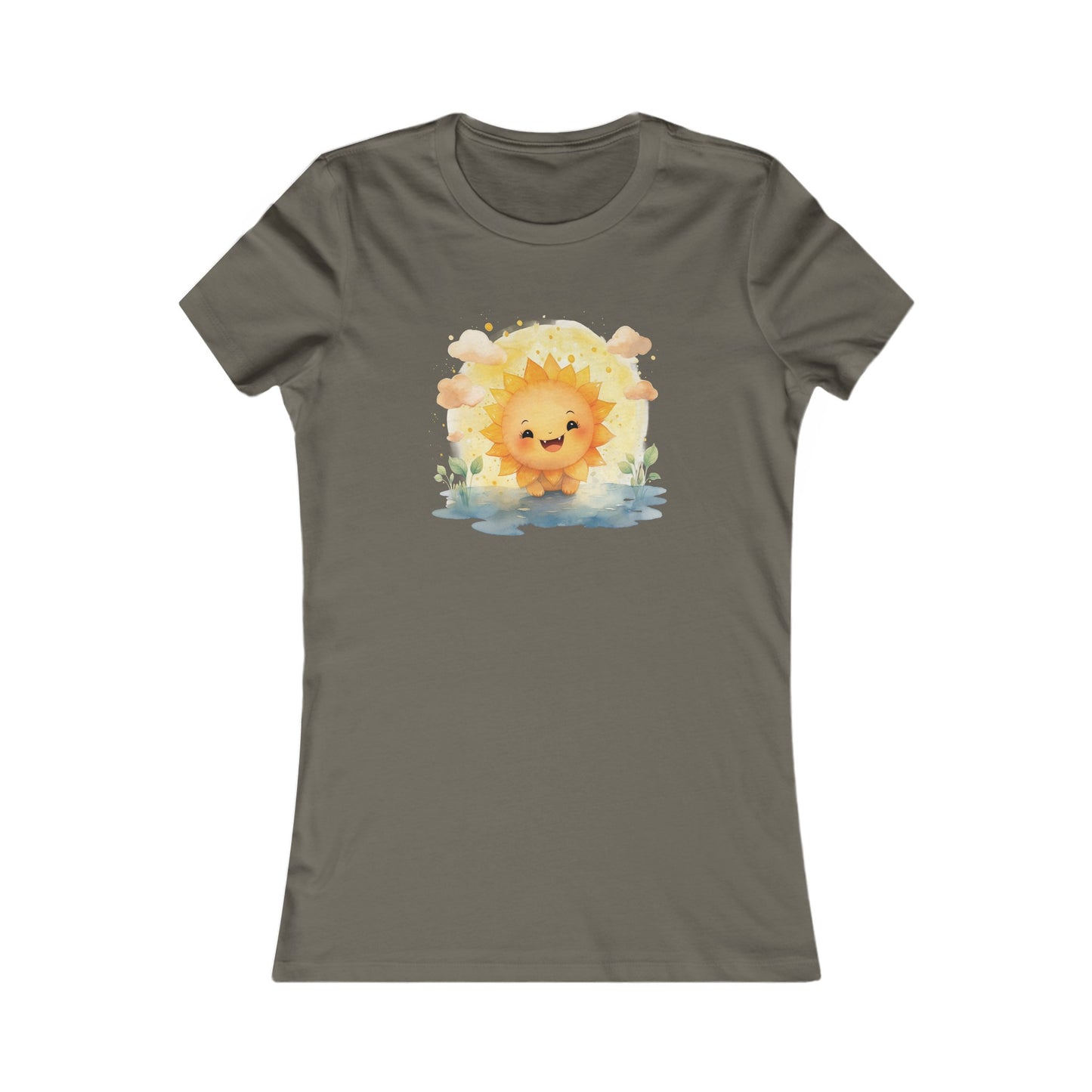 Cute Watercolor Sun Fitted Tee