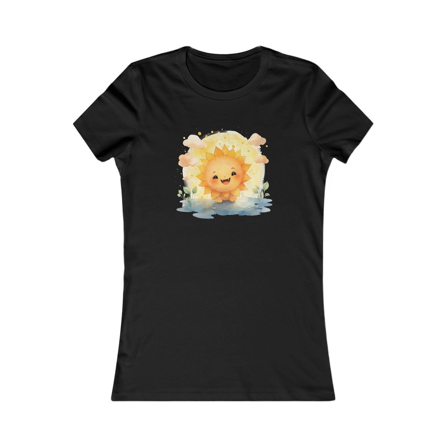 Cute Watercolor Sun Fitted Tee