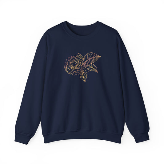 Colorful Rose with Leaves Sweatshirt