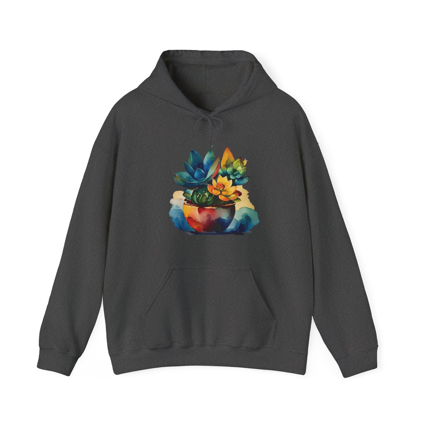 Watercolor Succulent Hooded Sweatshirt