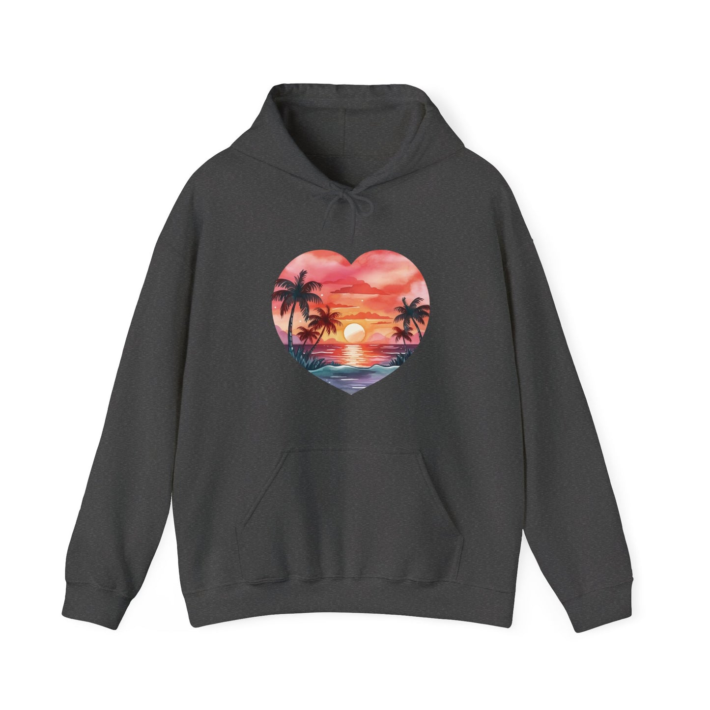 Retro Beach Sunset Heart Hooded Sweatshirt