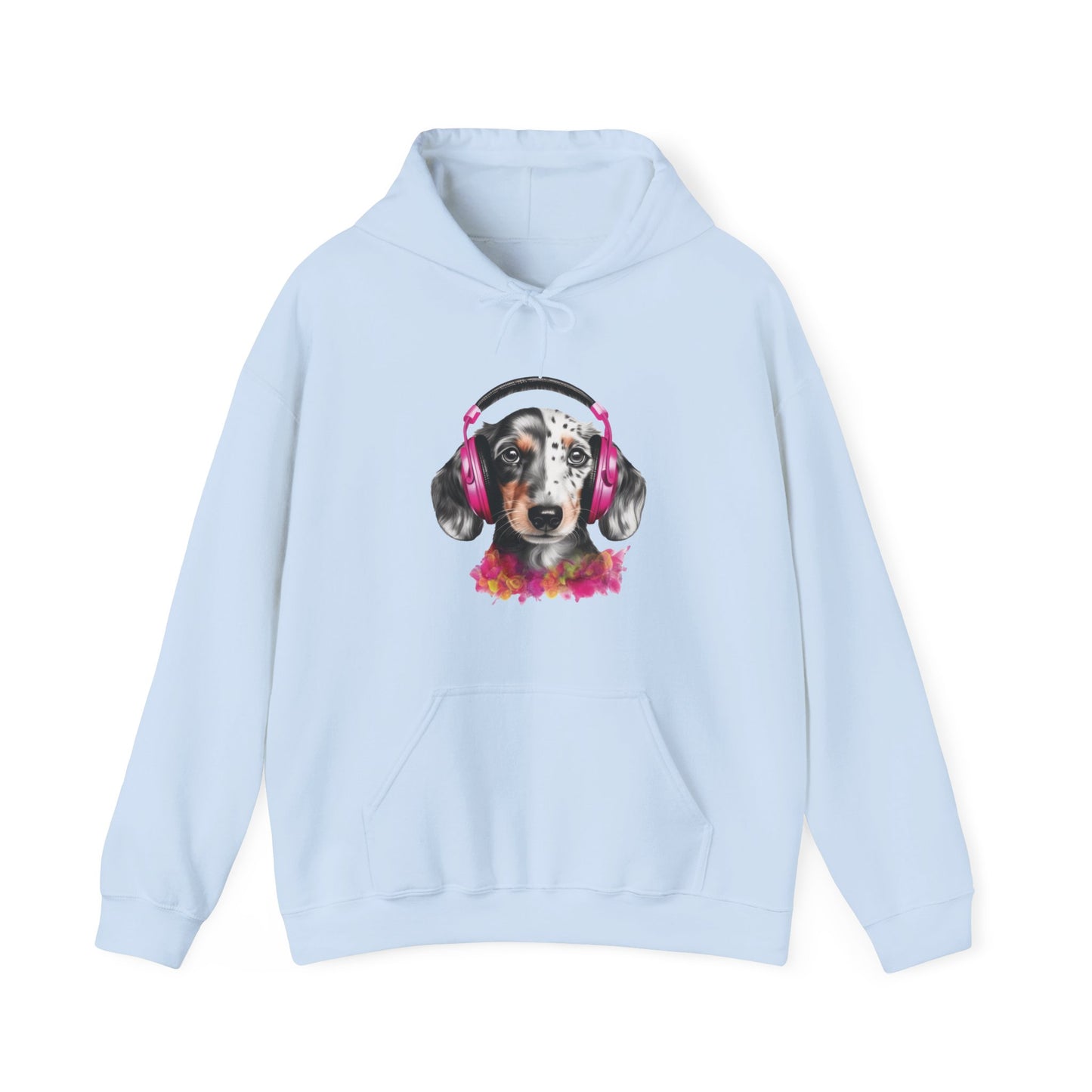 Dog with Headphones Hooded Sweatshirt