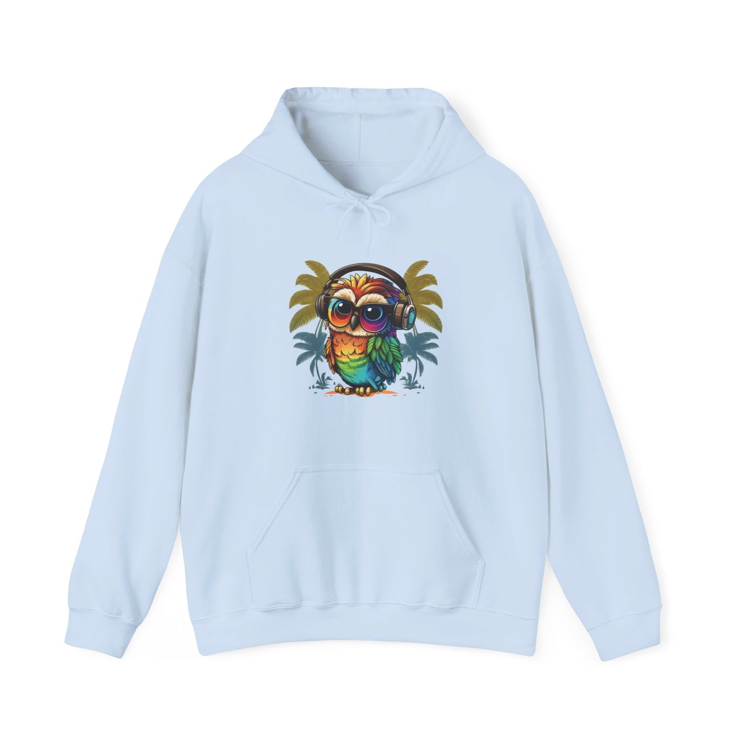 Owl with Headphones Hooded Sweatshirt