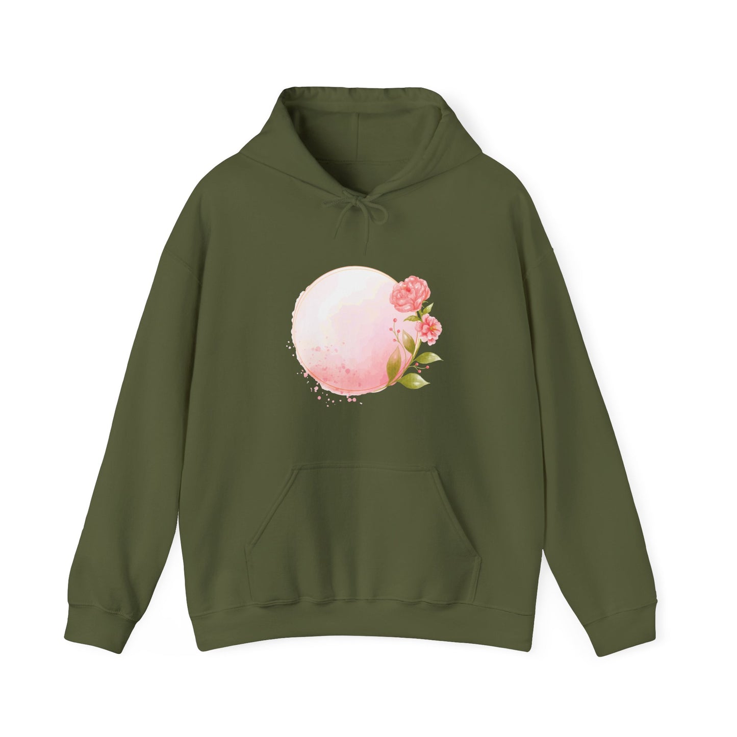 Pink Watercolor Rose Circle Hooded Sweatshirt
