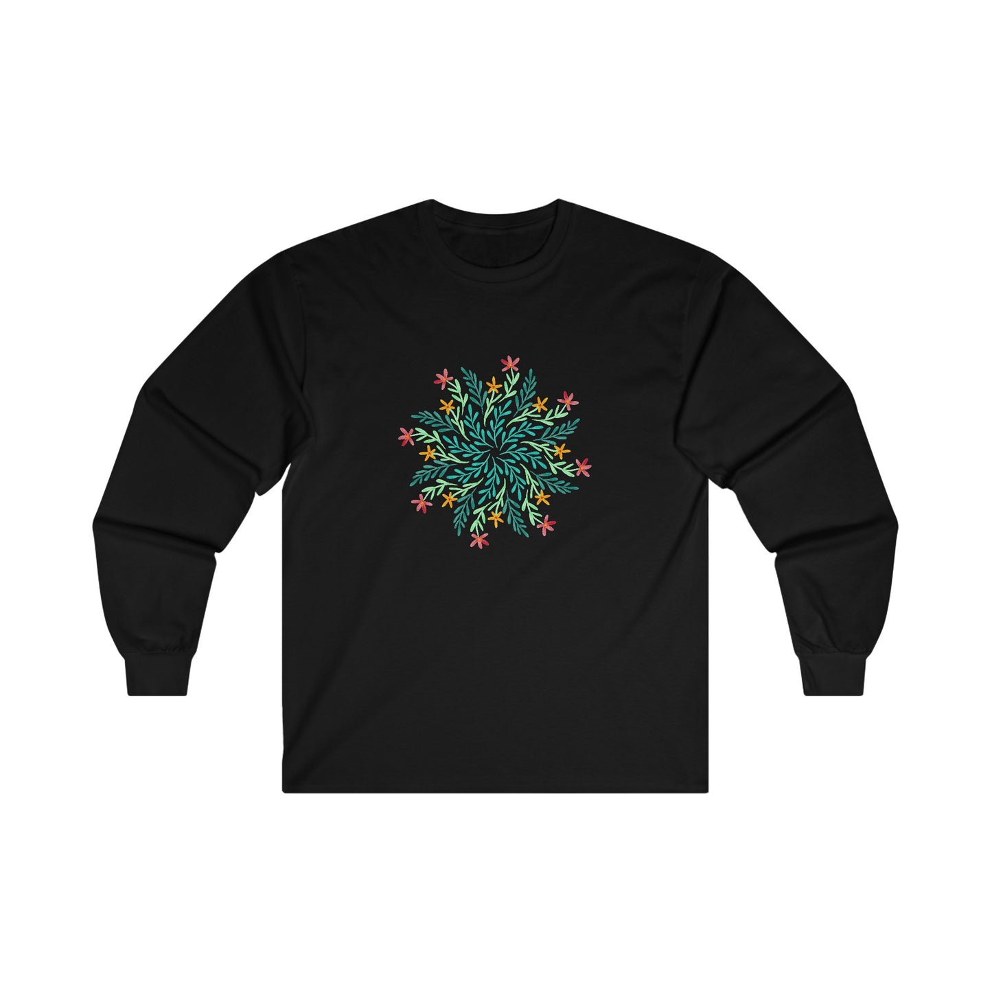 Leaf and Flowers Mandala Long Sleeve Tee