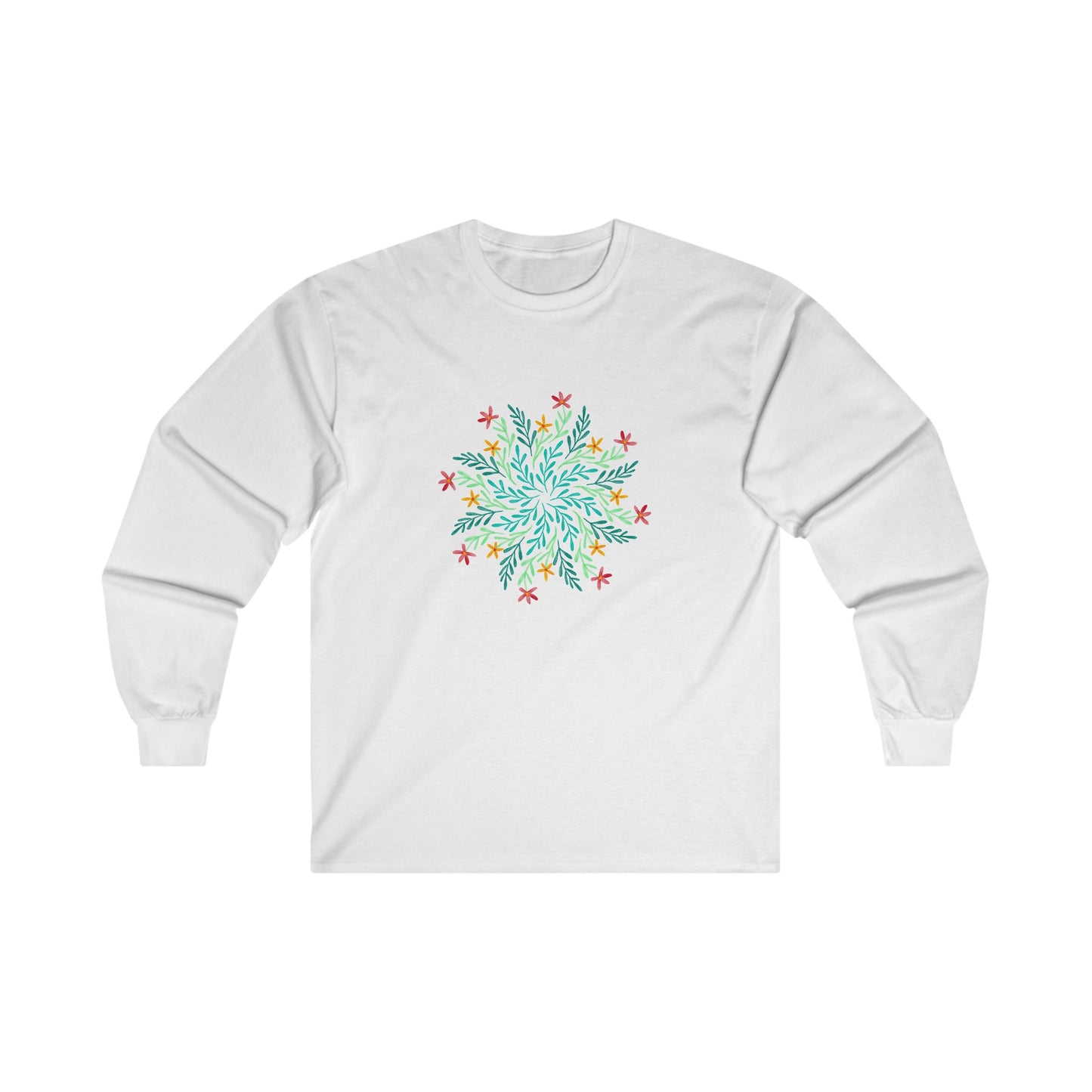 Leaf and Flowers Mandala Long Sleeve Tee