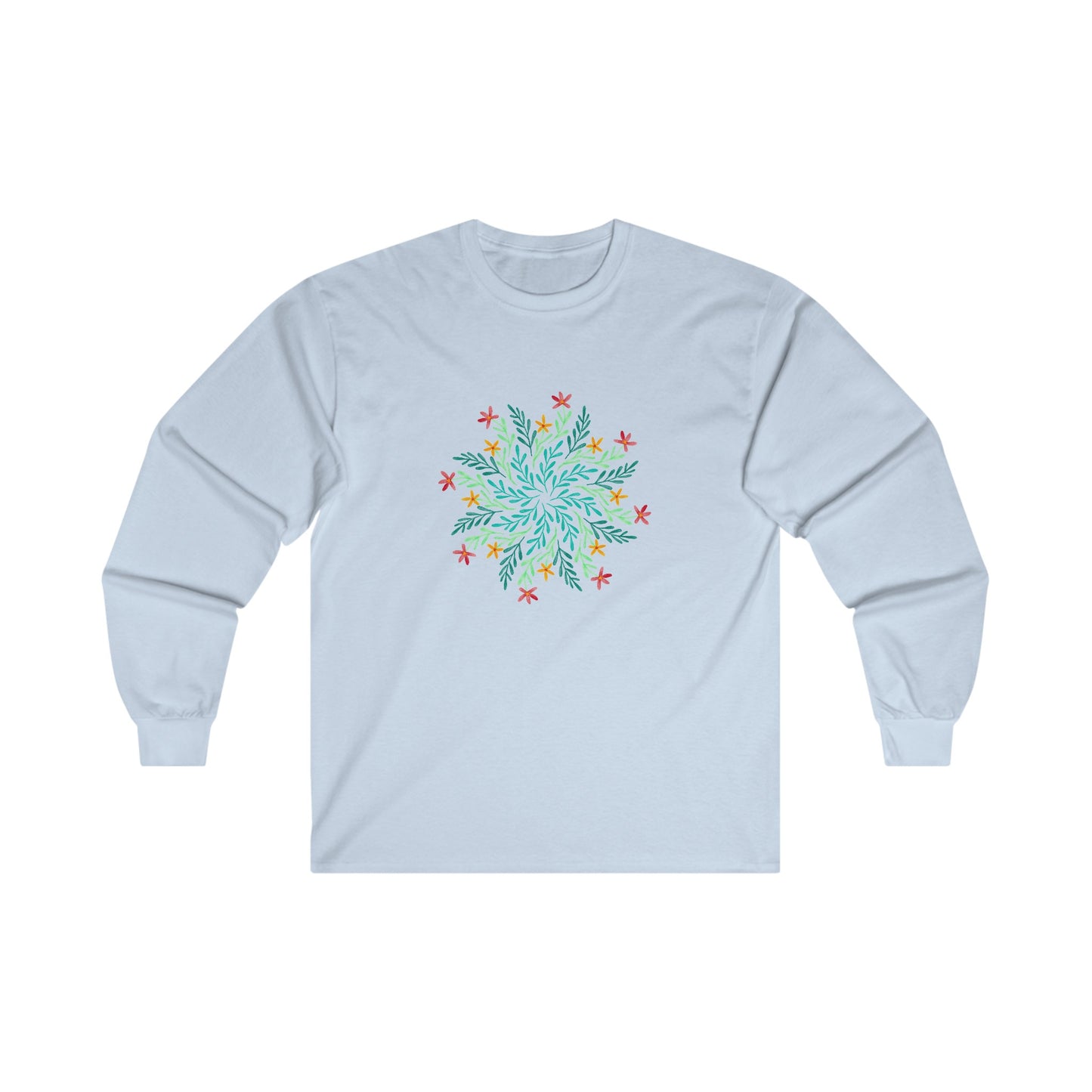 Leaf and Flowers Mandala Long Sleeve Tee