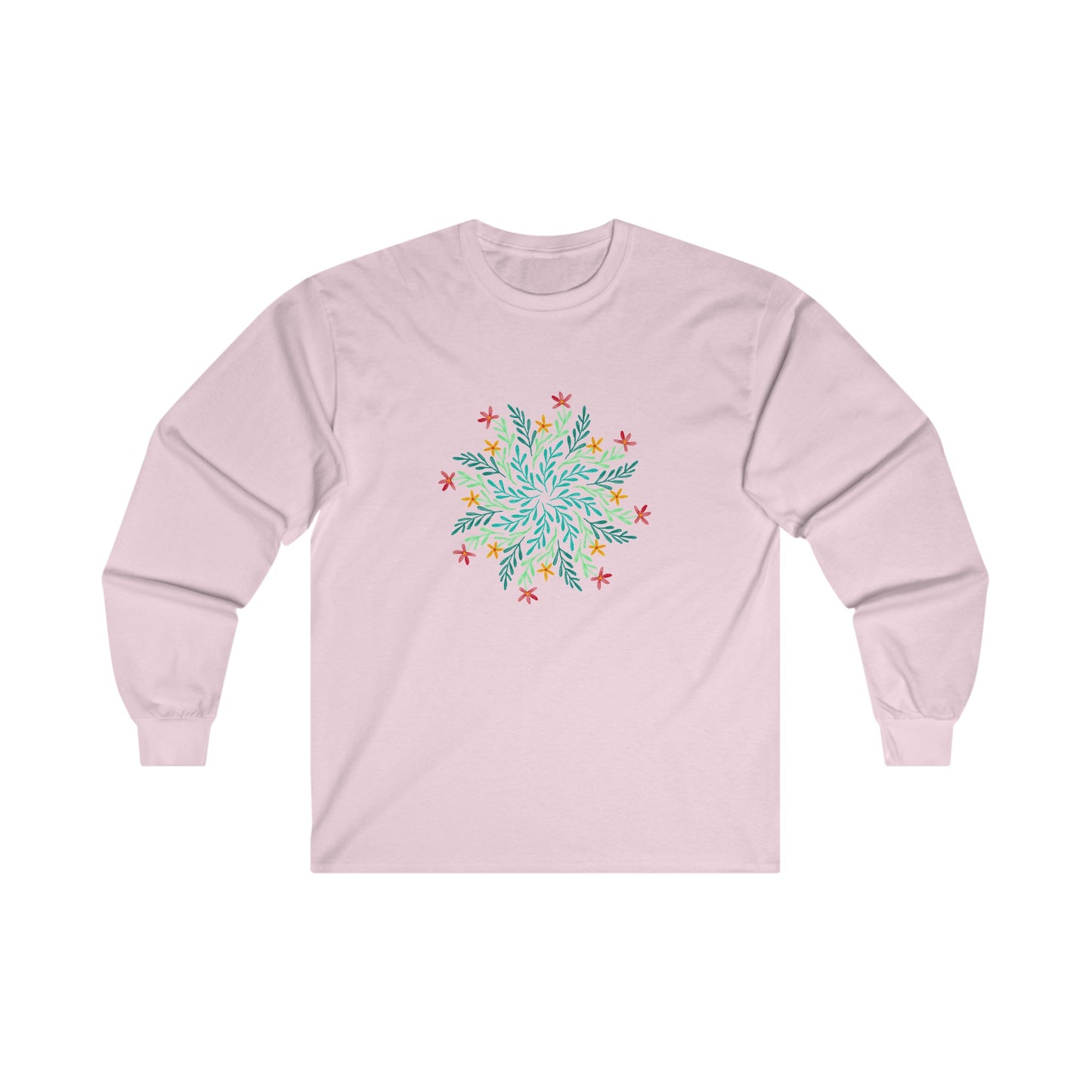 Leaf and Flowers Mandala Long Sleeve Tee