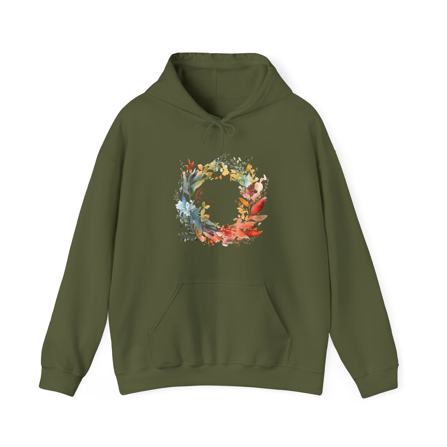 Watercolor Floral Circle Hooded Sweatshirt