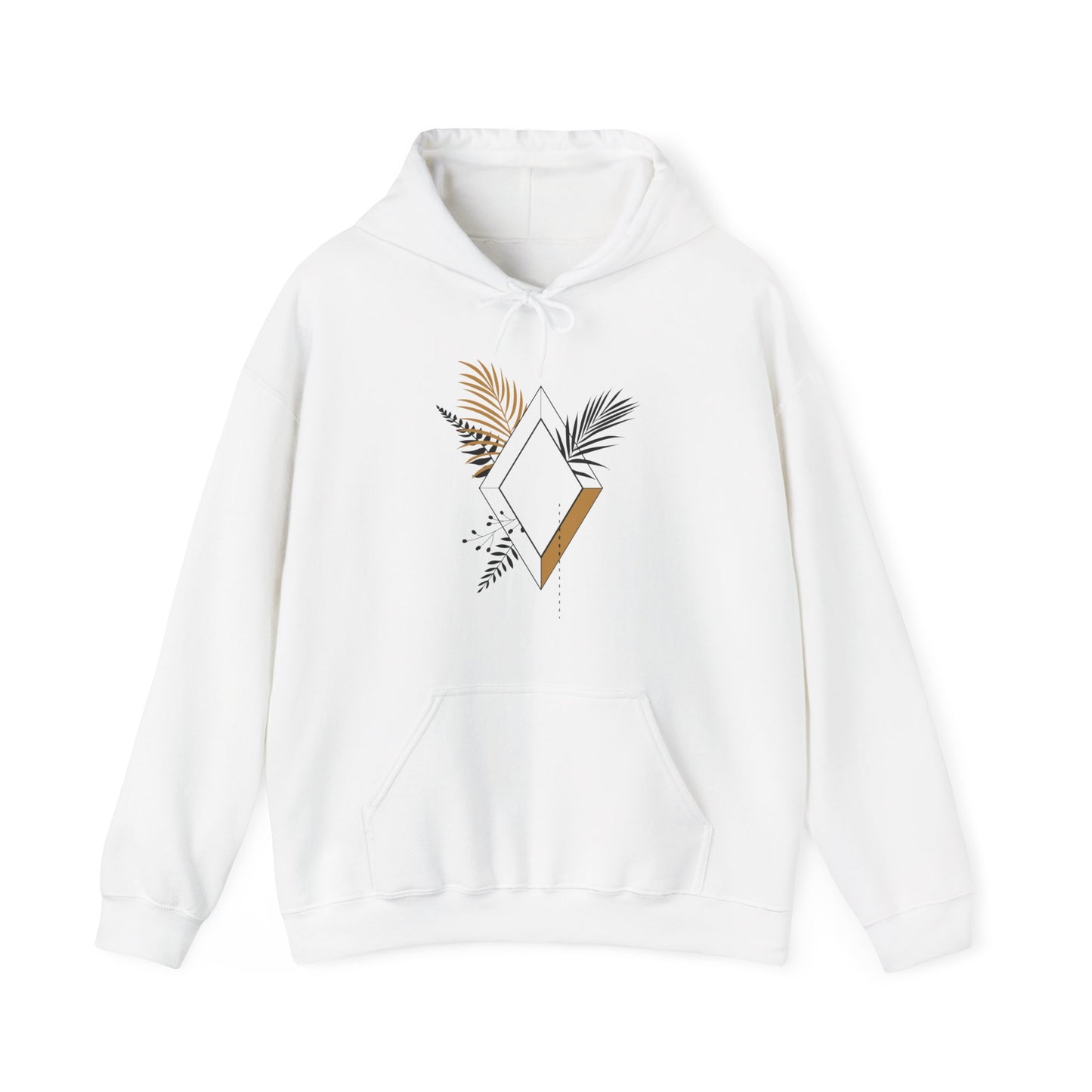 Black and Gold Leafy Diamond Hooded Sweatshirt