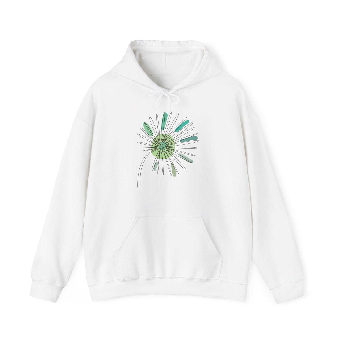 Green and Blue Dandelion Hooded Sweatshirt