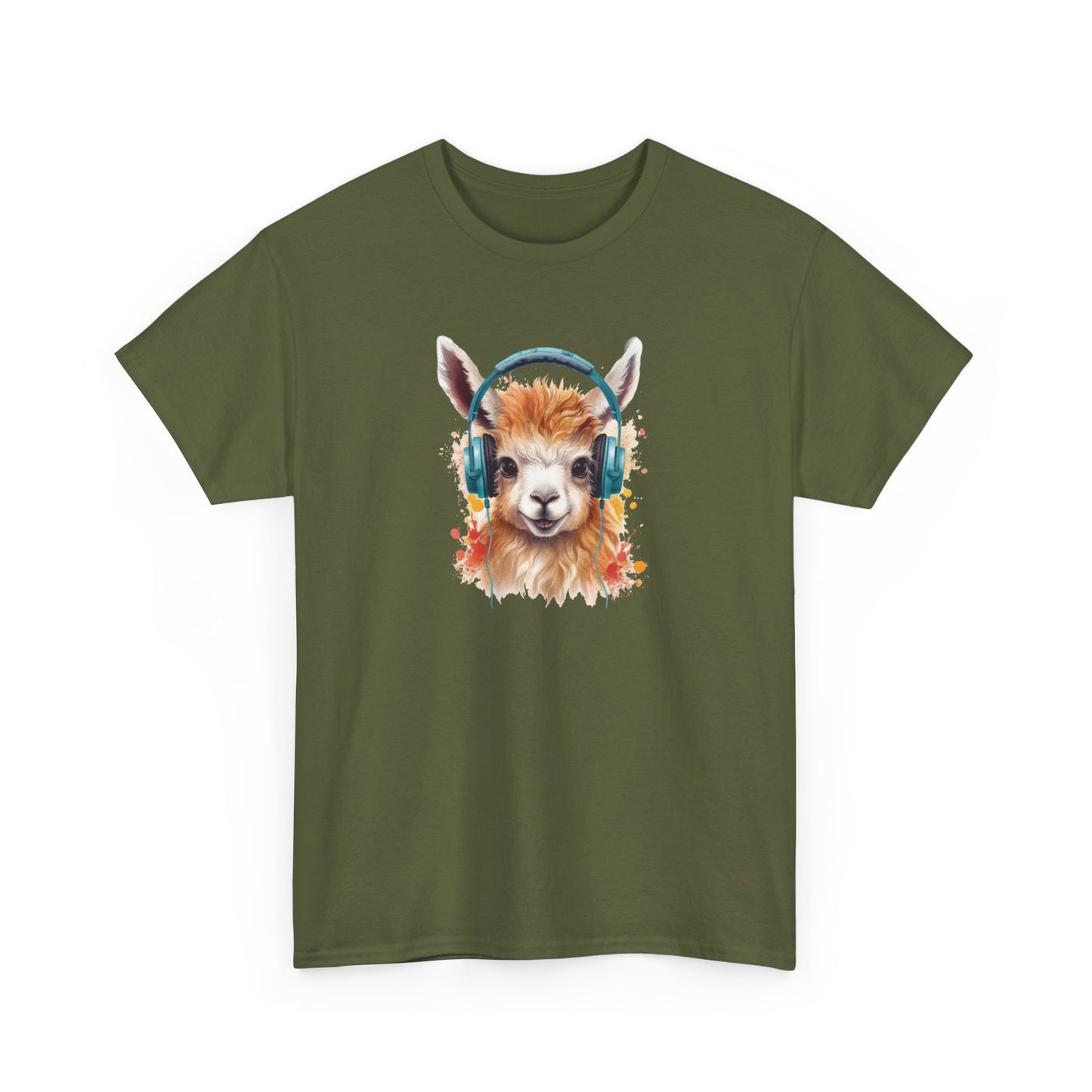 Llama with Headphones Short Sleeve Tee