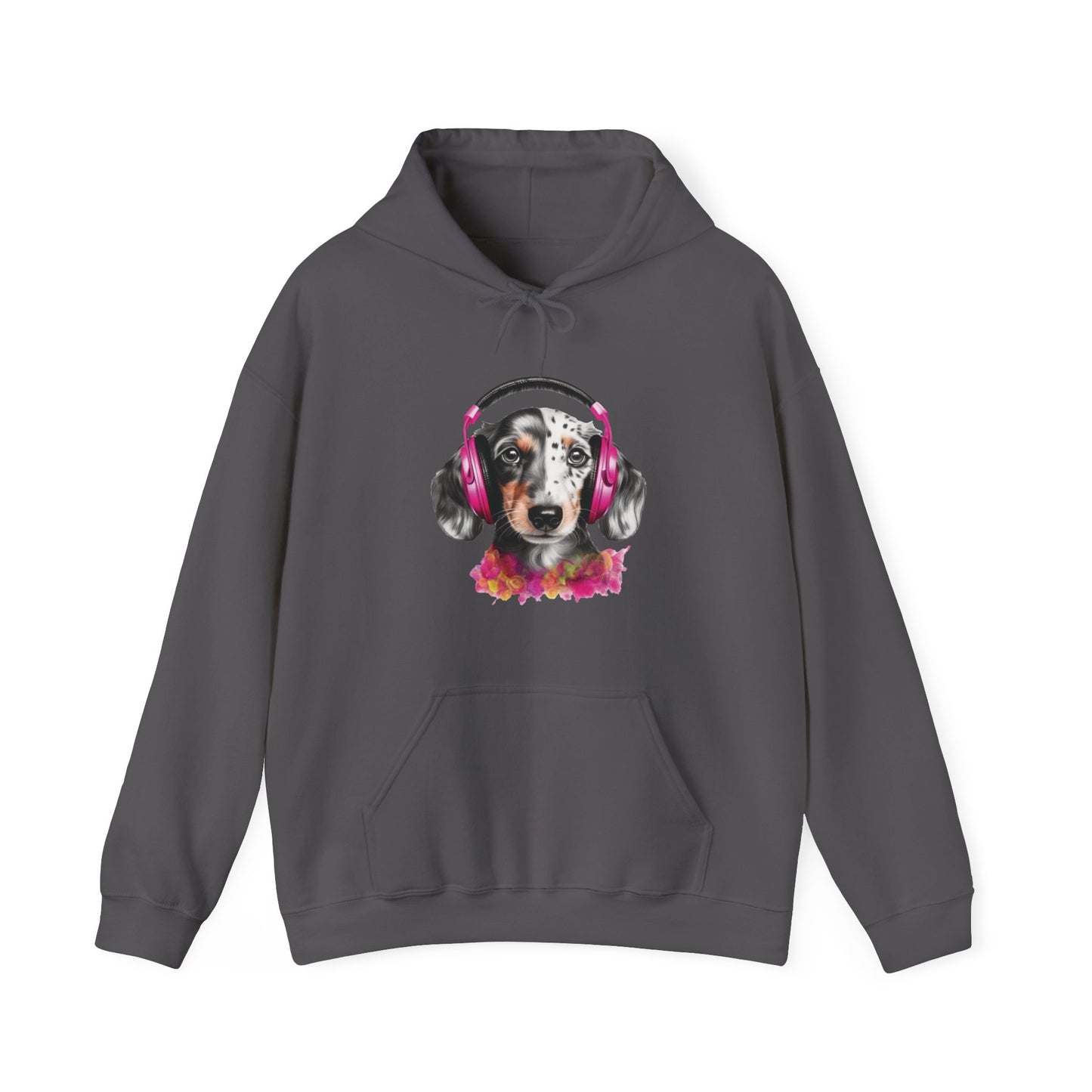 Dog with Headphones Hooded Sweatshirt