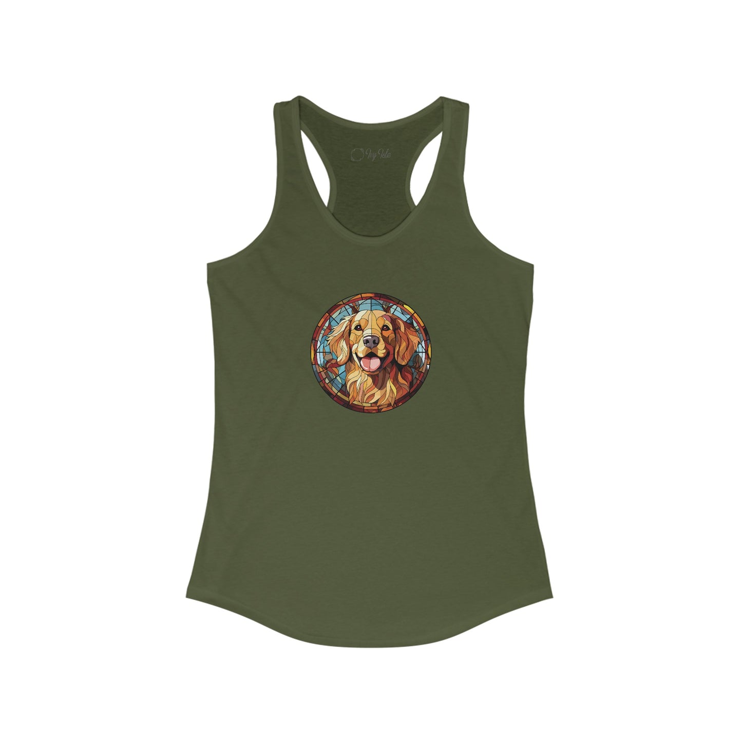 Stained Glass Golden Retriever Racerback Tank