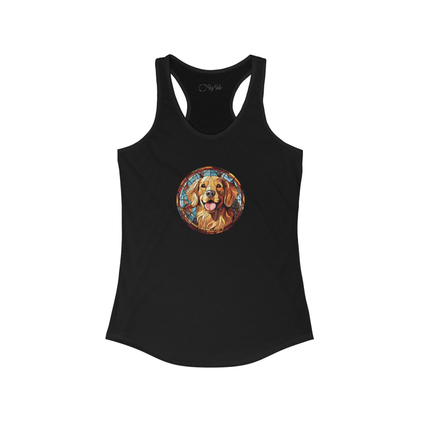 Stained Glass Golden Retriever Racerback Tank