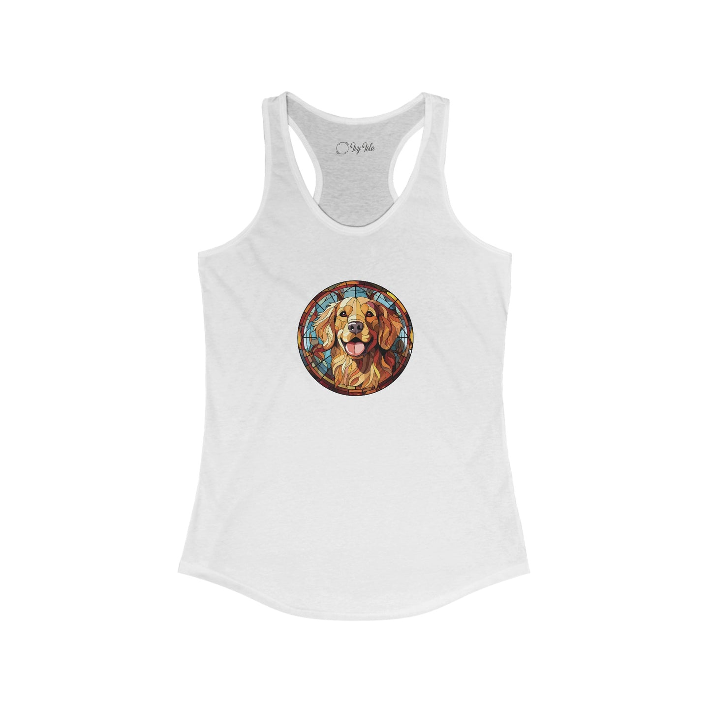 Stained Glass Golden Retriever Racerback Tank