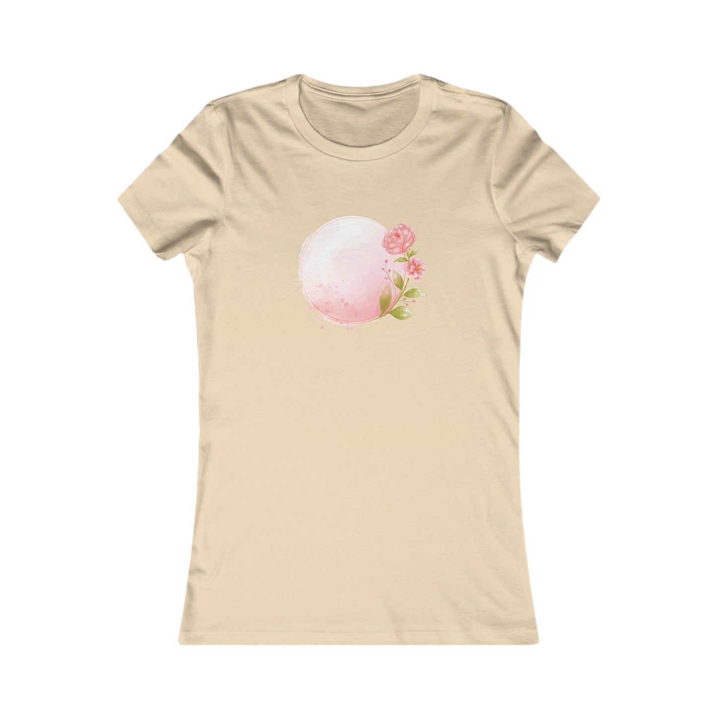 Pink Watercolor Rose Circle Fitted Tee