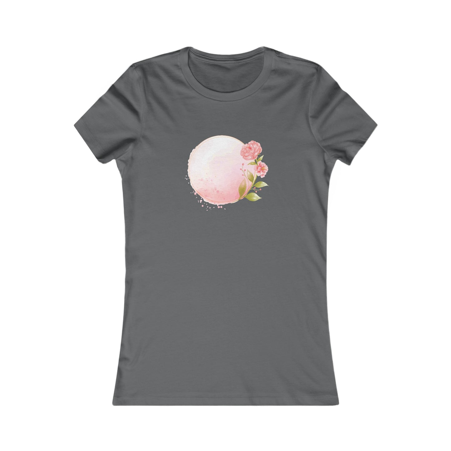 Pink Watercolor Rose Circle Fitted Tee