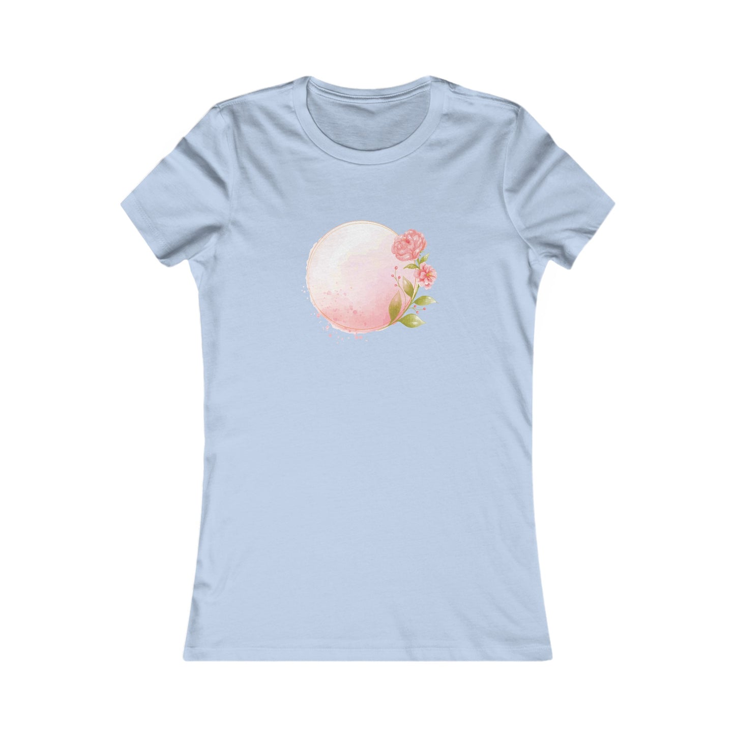 Pink Watercolor Rose Circle Fitted Tee