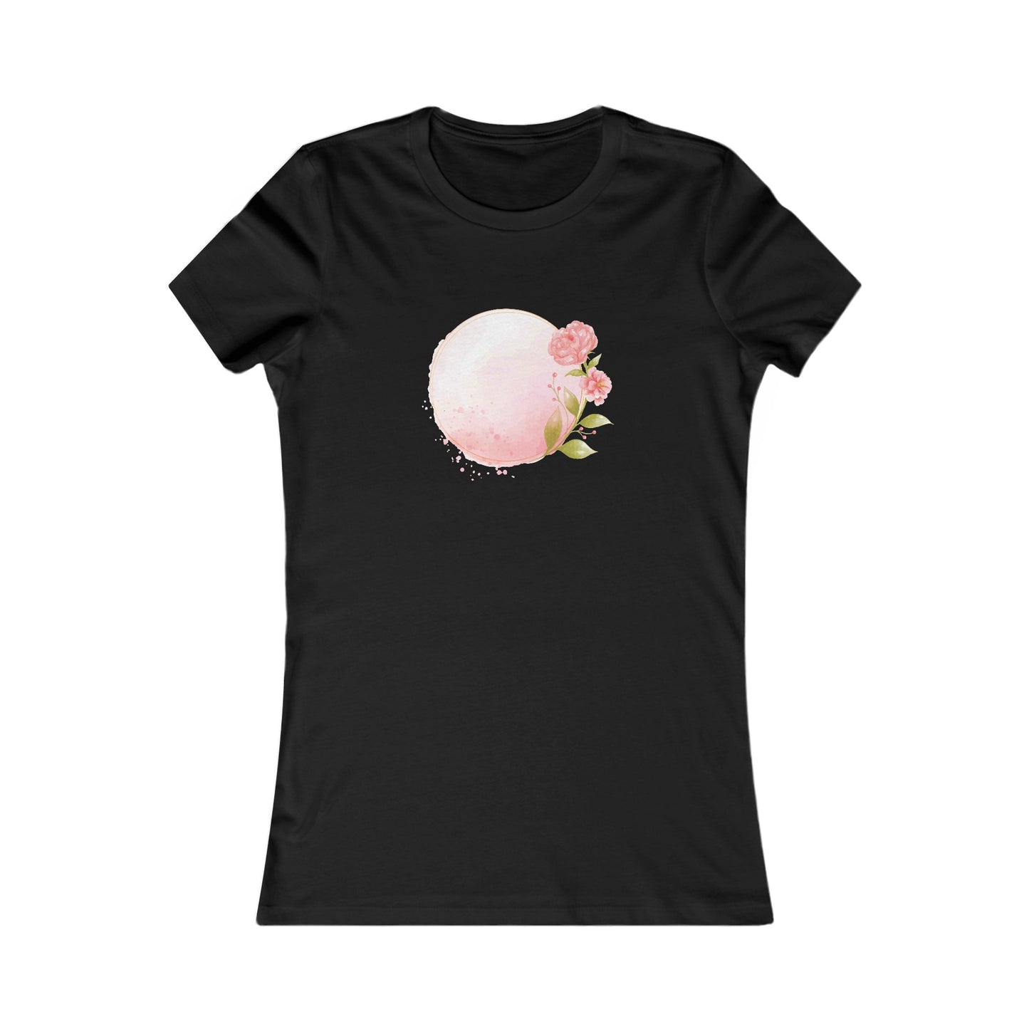 Pink Watercolor Rose Circle Fitted Tee