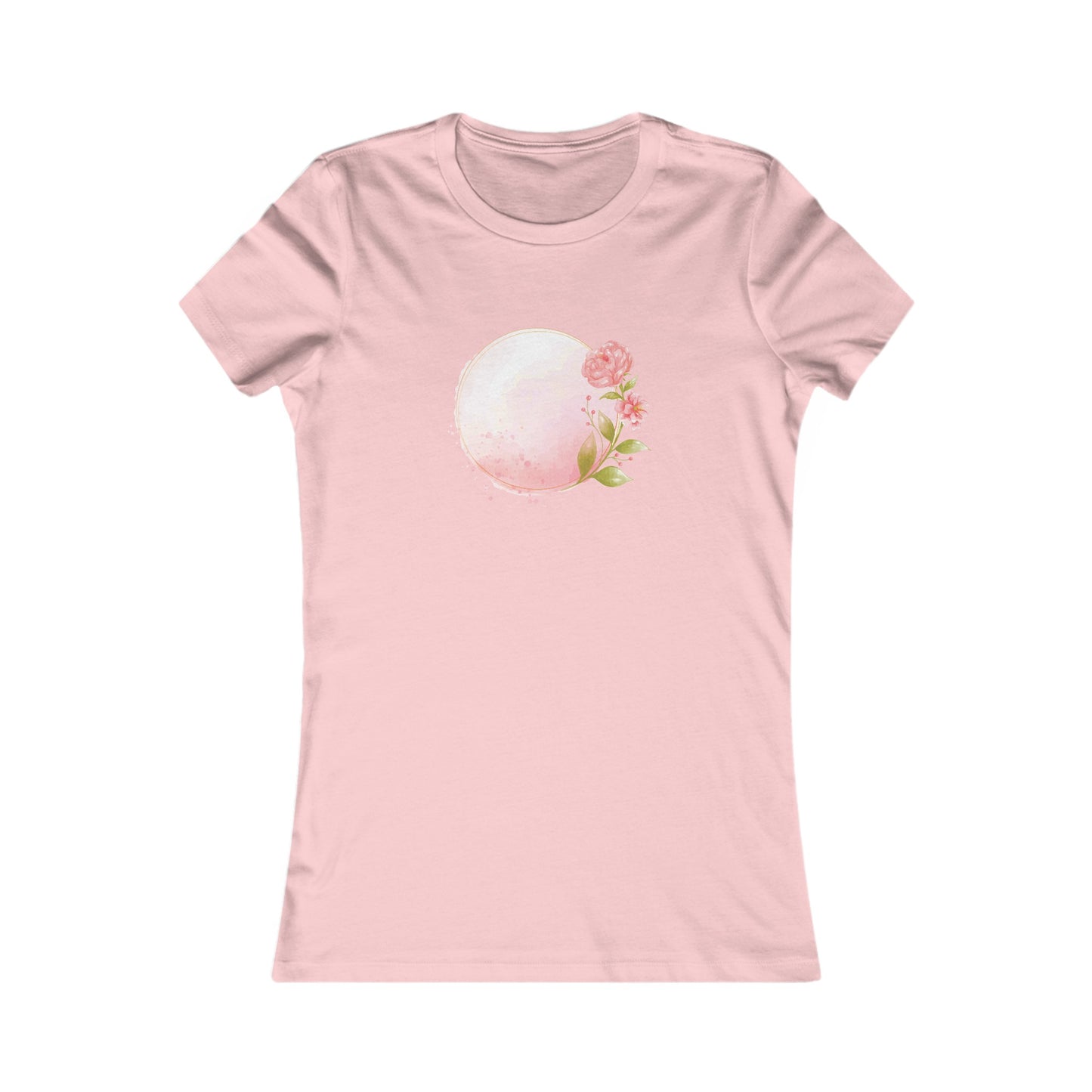 Pink Watercolor Rose Circle Fitted Tee