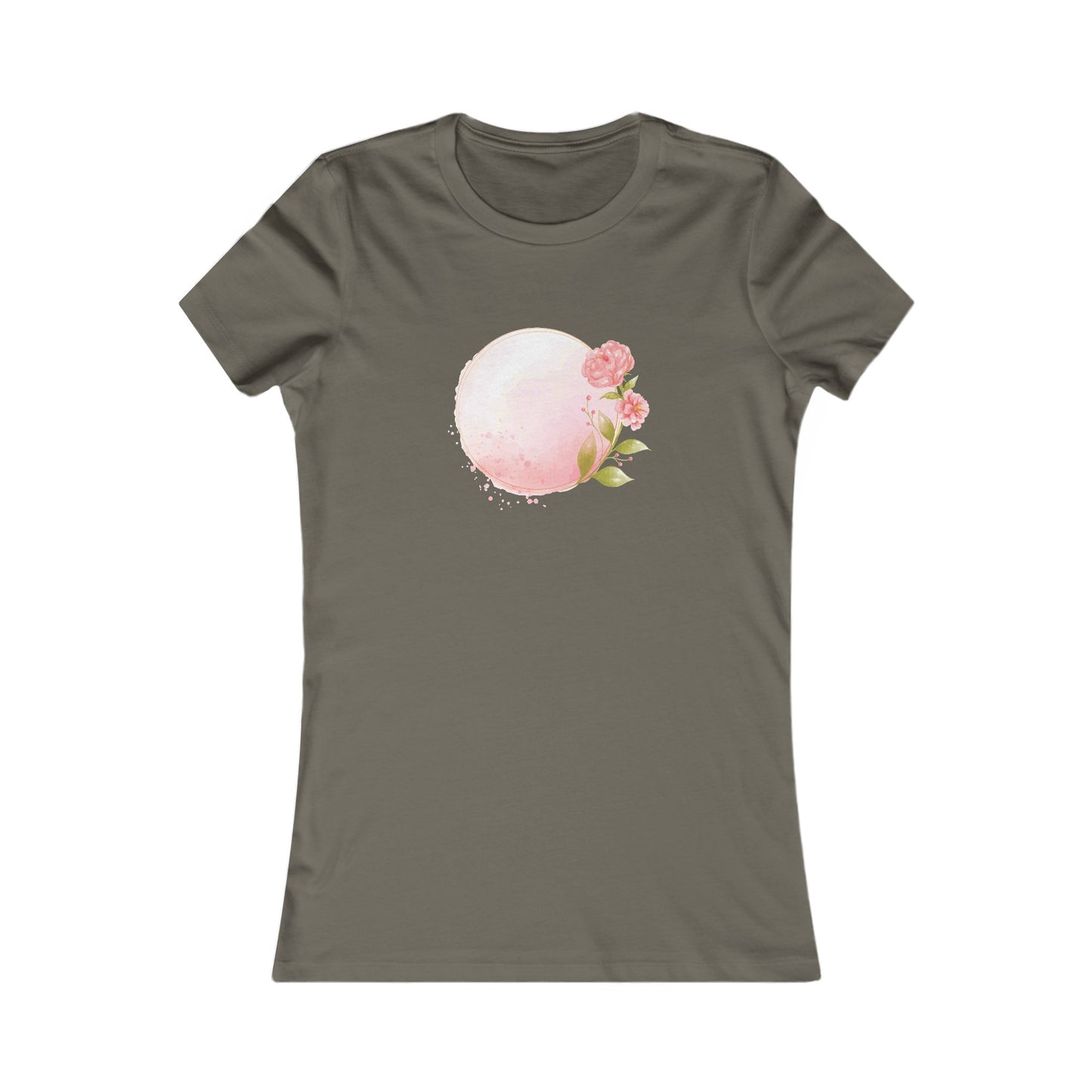 Pink Watercolor Rose Circle Fitted Tee