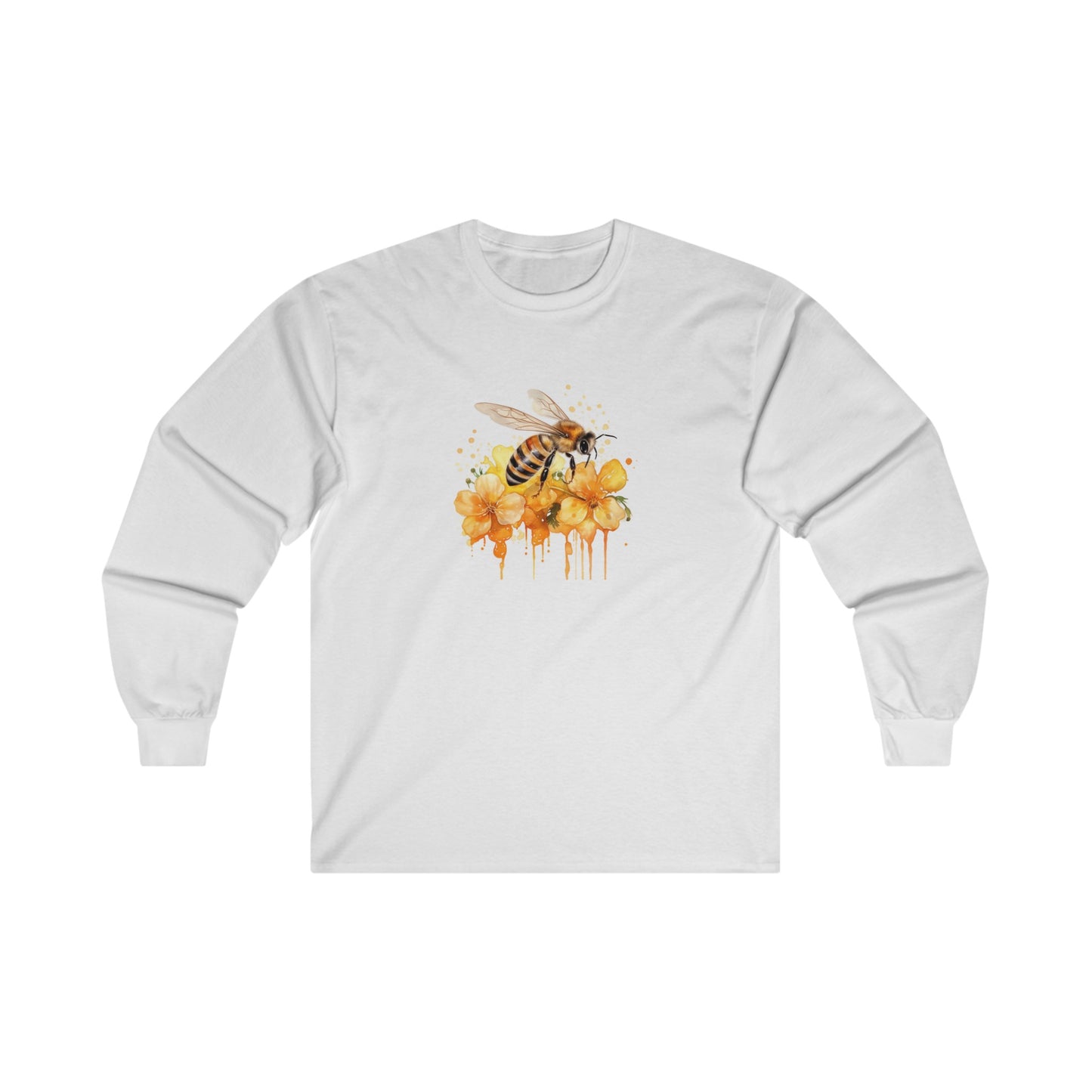 Watercolor Bee and Flowers Long Sleeve Tee