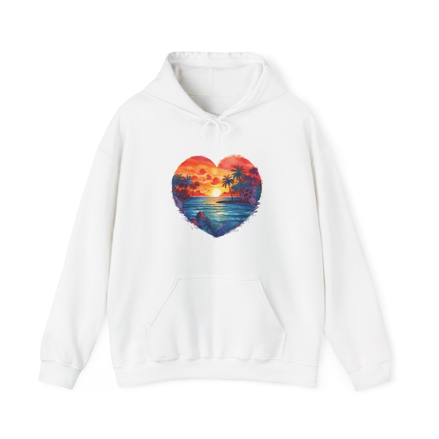 Painted Beach Sunset Heart Hooded Sweatshirt