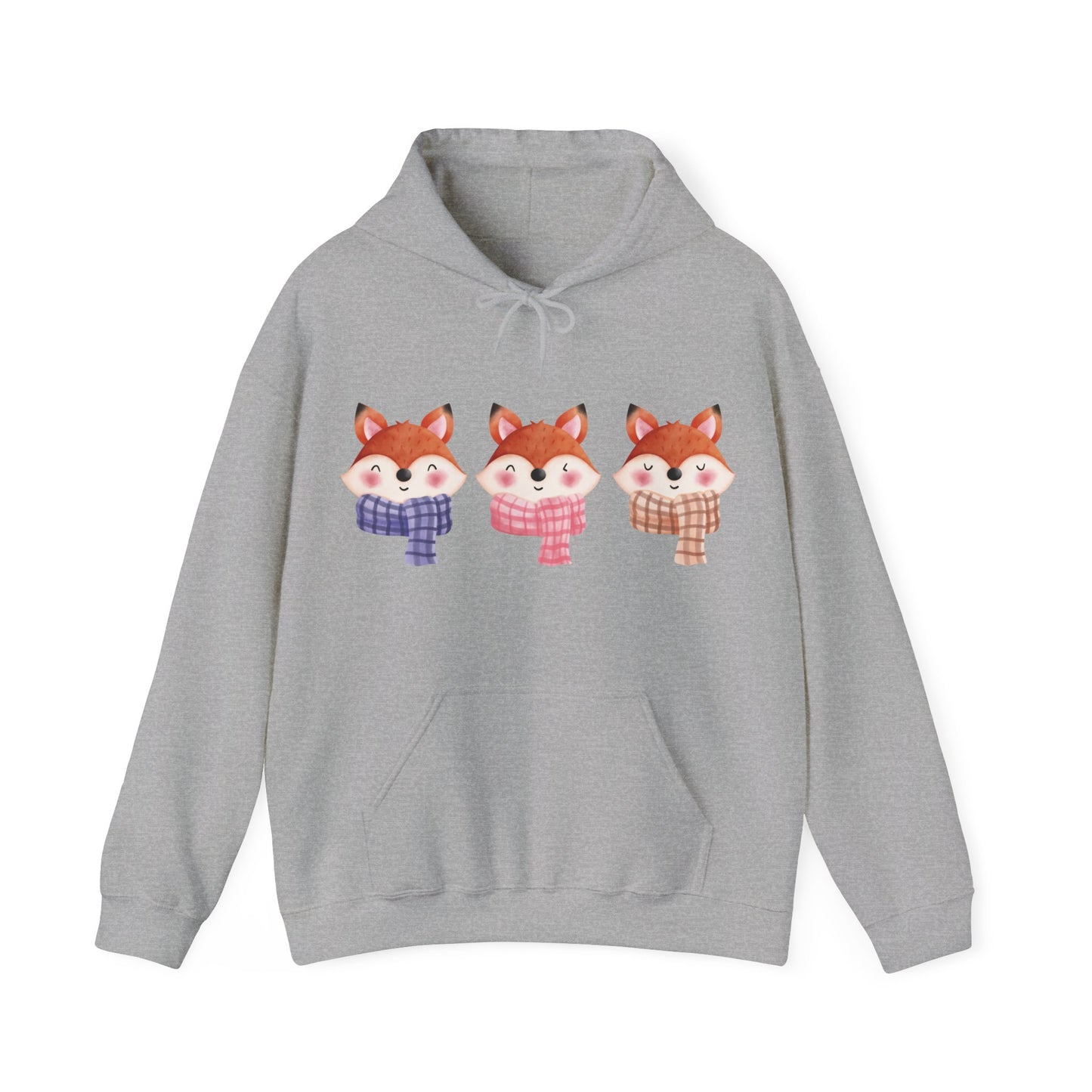 Cute Foxes in Scarves Hooded Sweatshirt