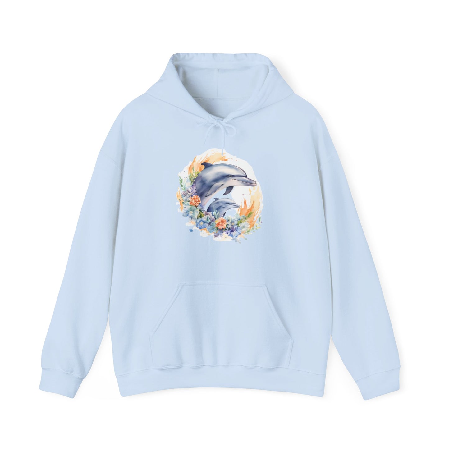 Watercolor Dolphins Hooded Sweatshirt