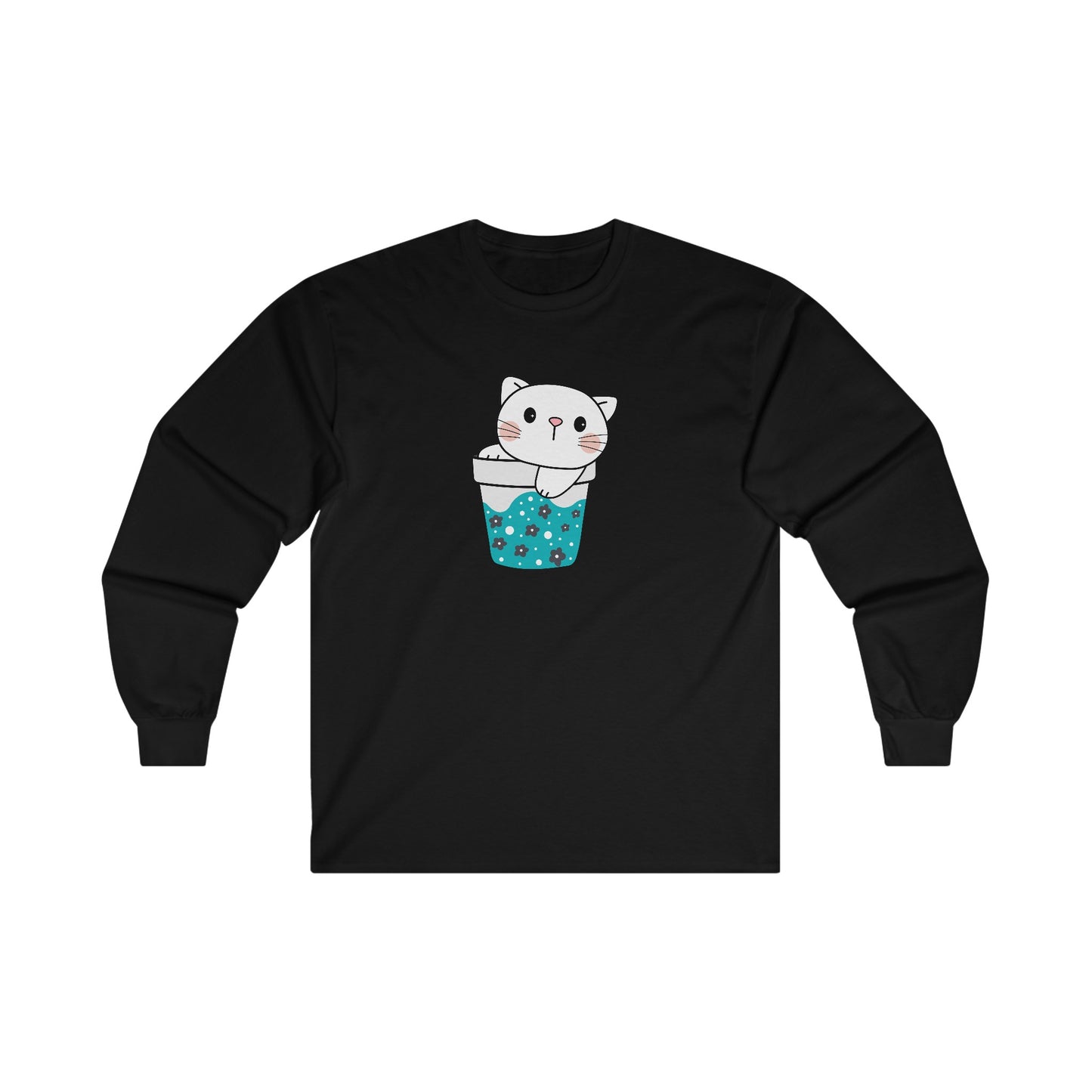 Cute Cat Cup Long Sleeve Tee