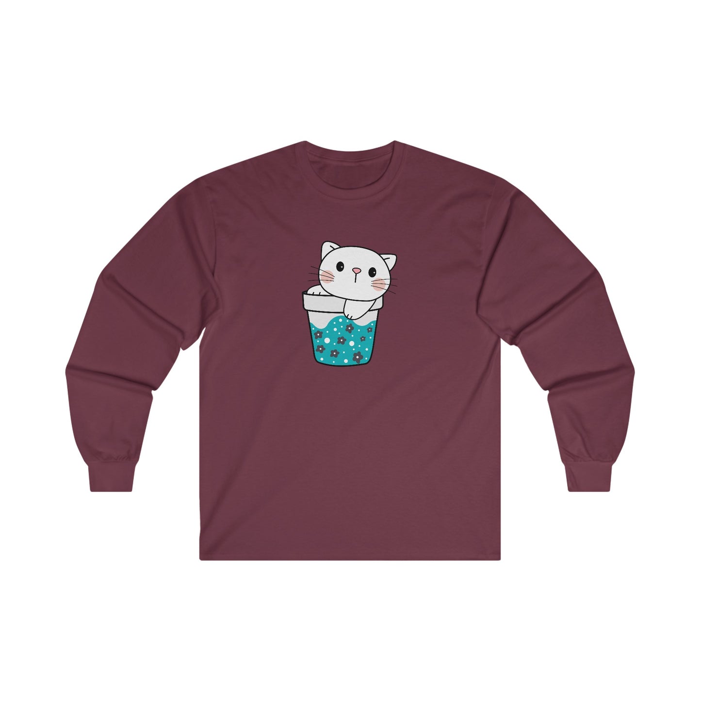 Cute Cat Cup Long Sleeve Tee