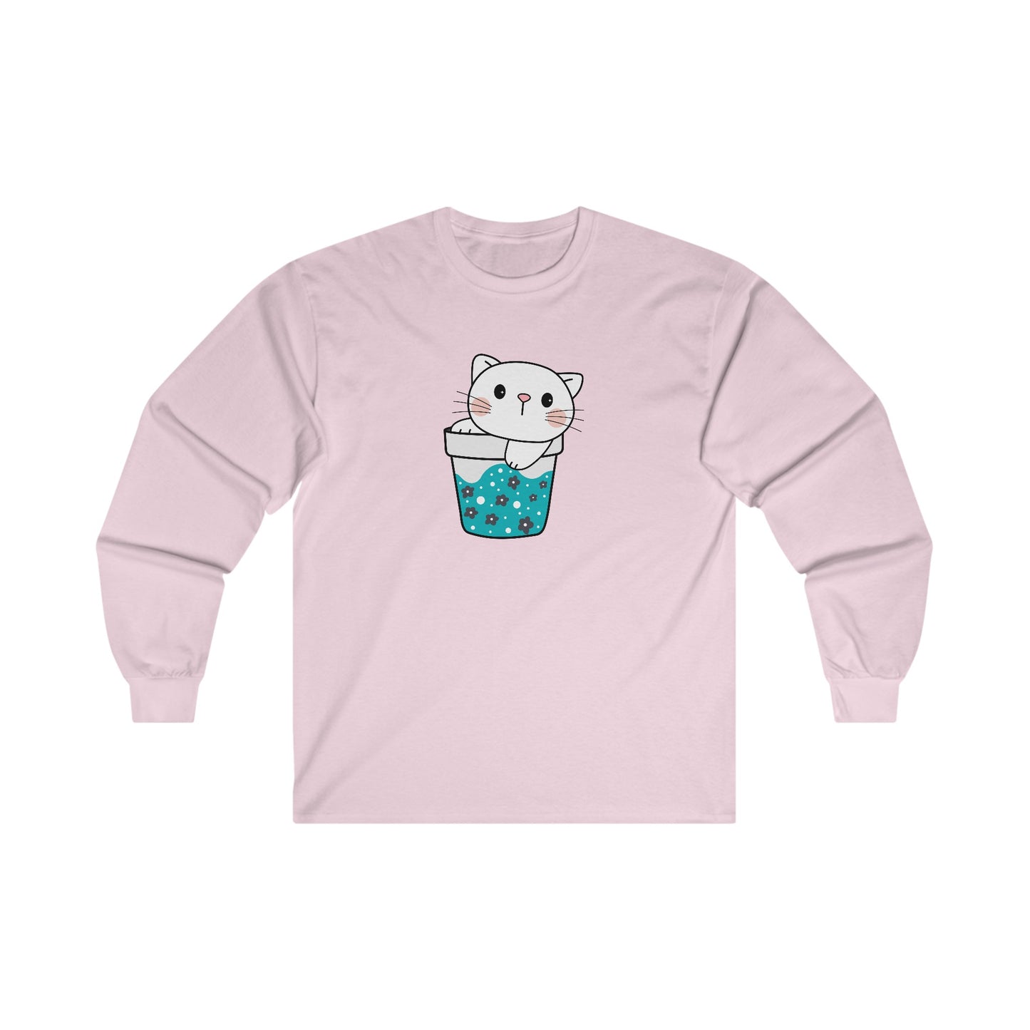 Cute Cat Cup Long Sleeve Tee