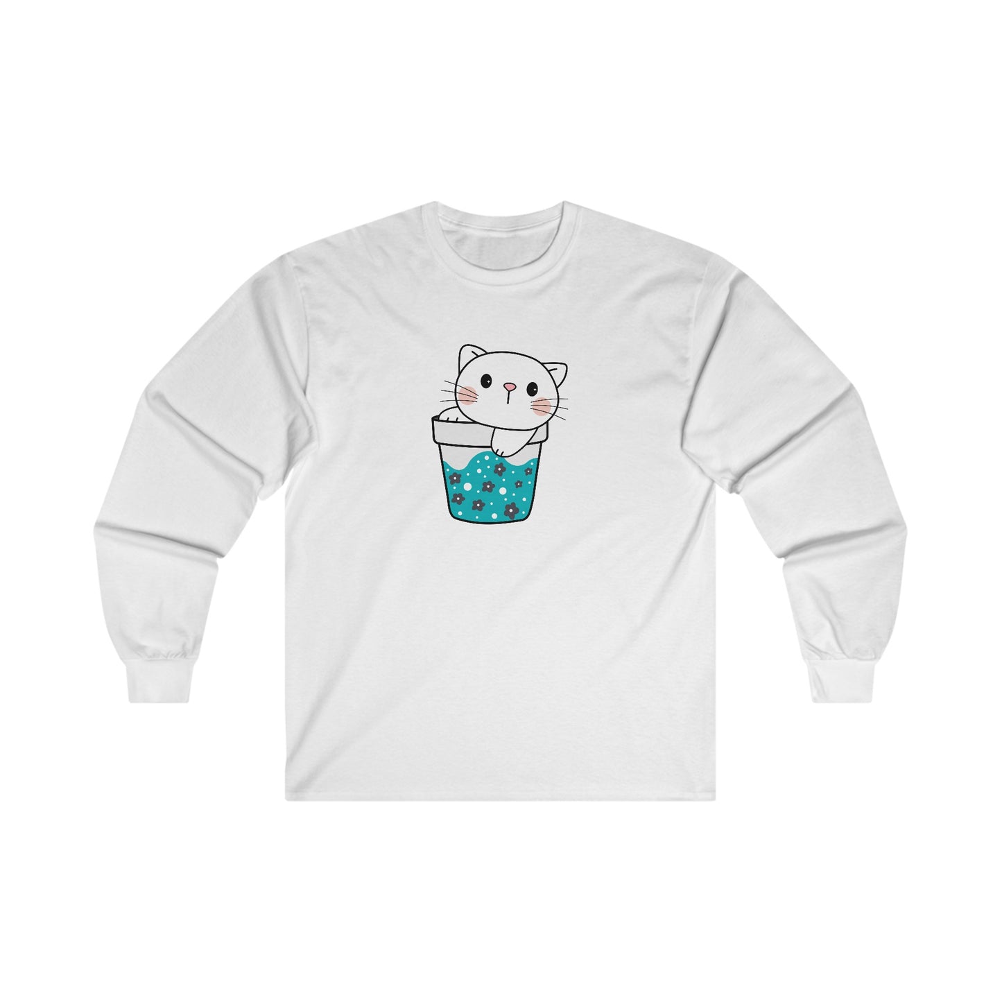 Cute Cat Cup Long Sleeve Tee