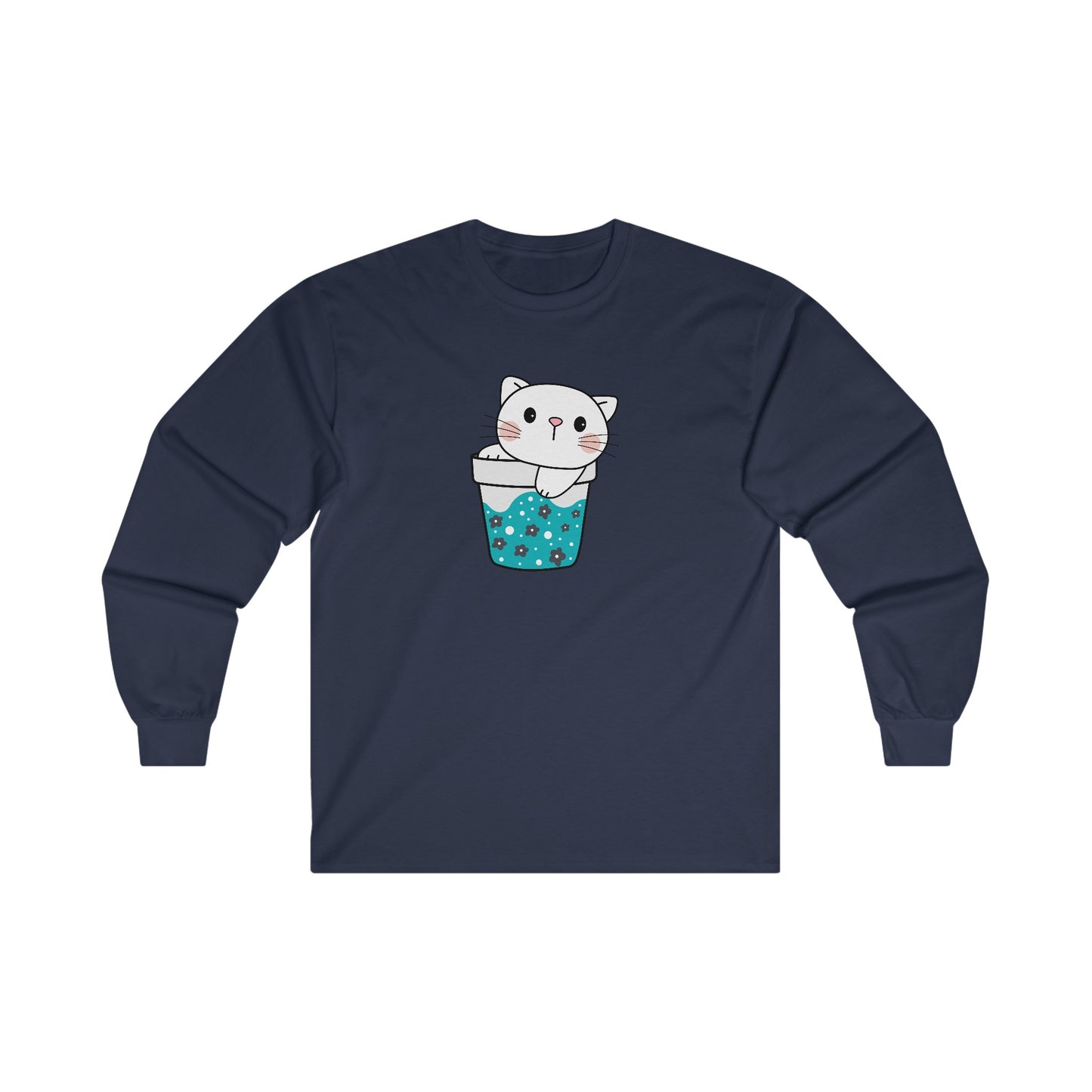 Cute Cat Cup Long Sleeve Tee