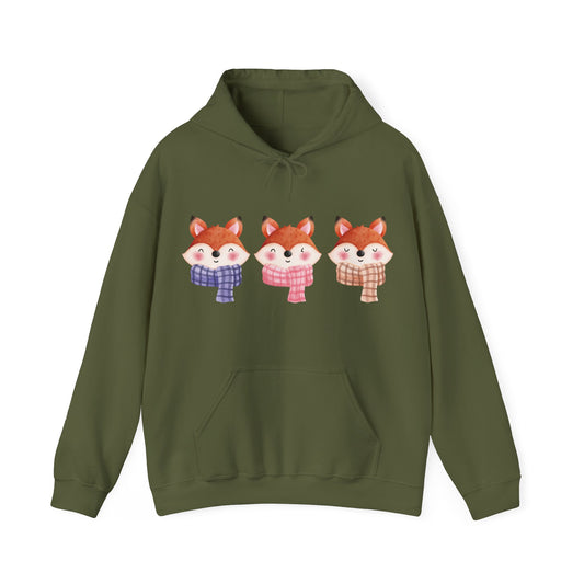Cute Foxes in Scarves Hooded Sweatshirt