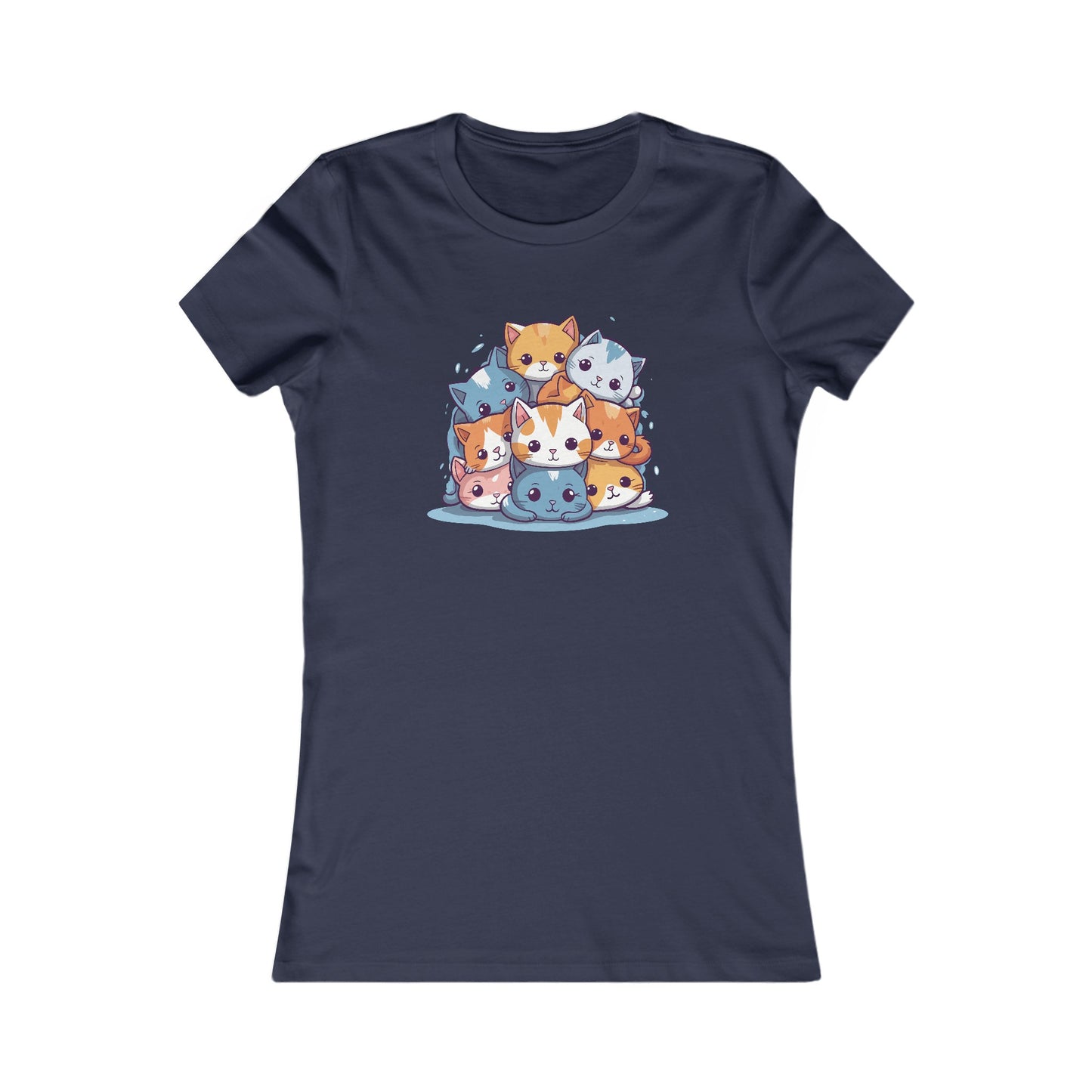 Cute Cat Pile Fitted Tee