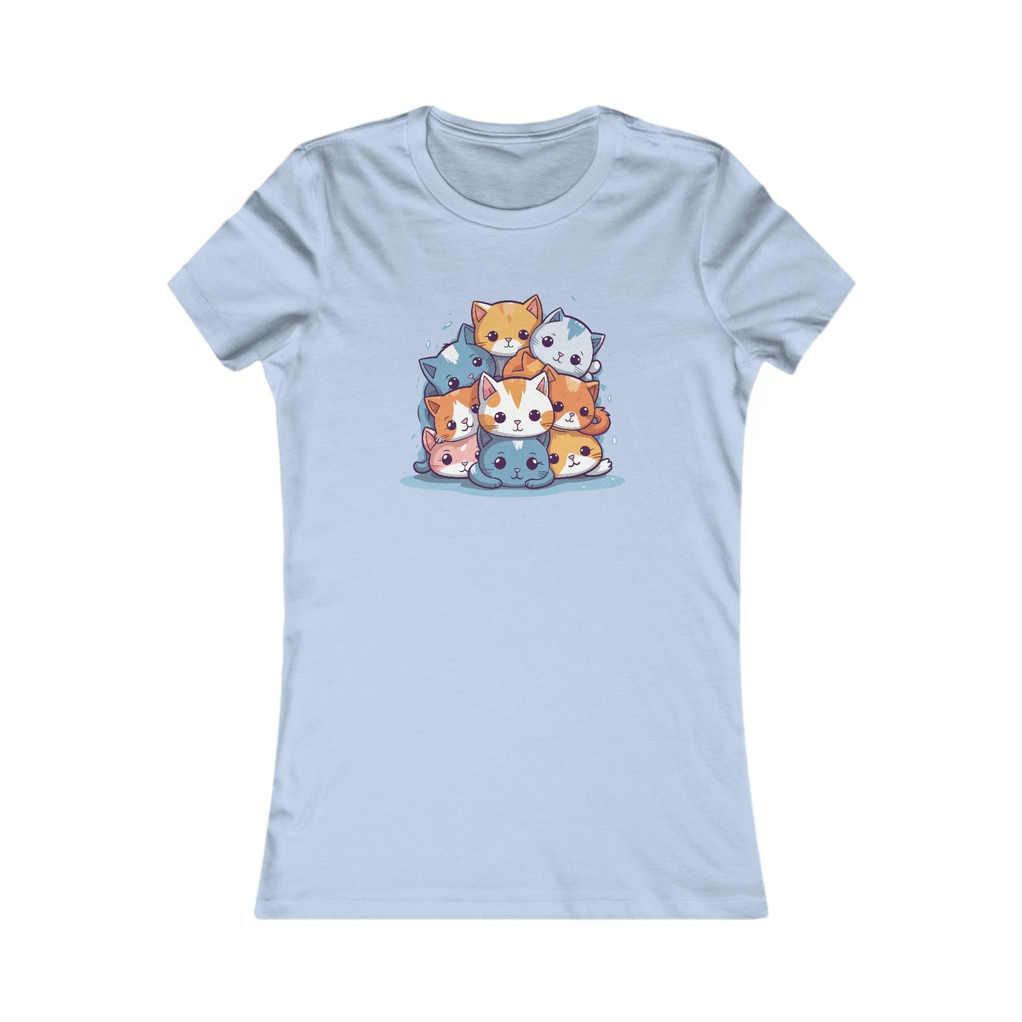 Cute Cat Pile Fitted Tee