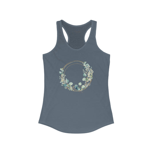 Watercolor Leaf Circle Racerback Tank