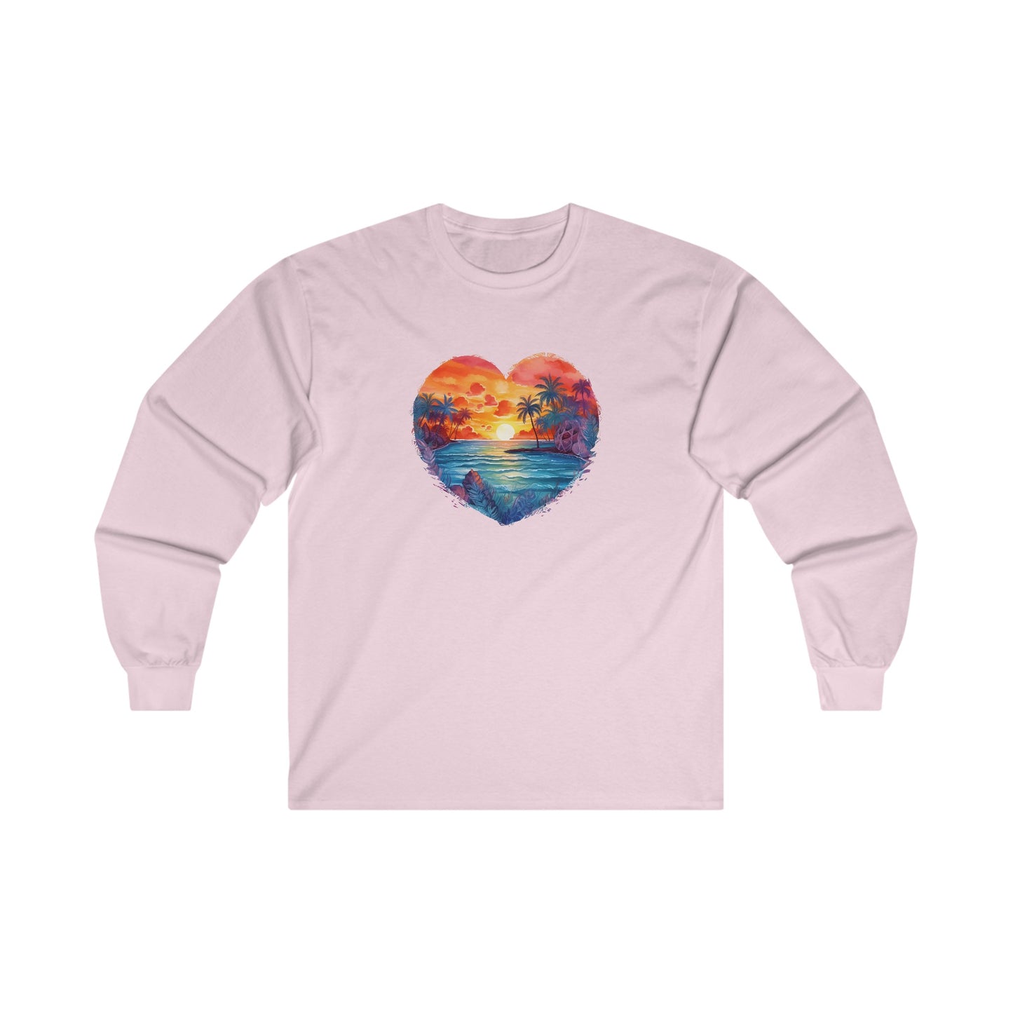 Painted Beach Sunset Heart Long Sleeve Tee