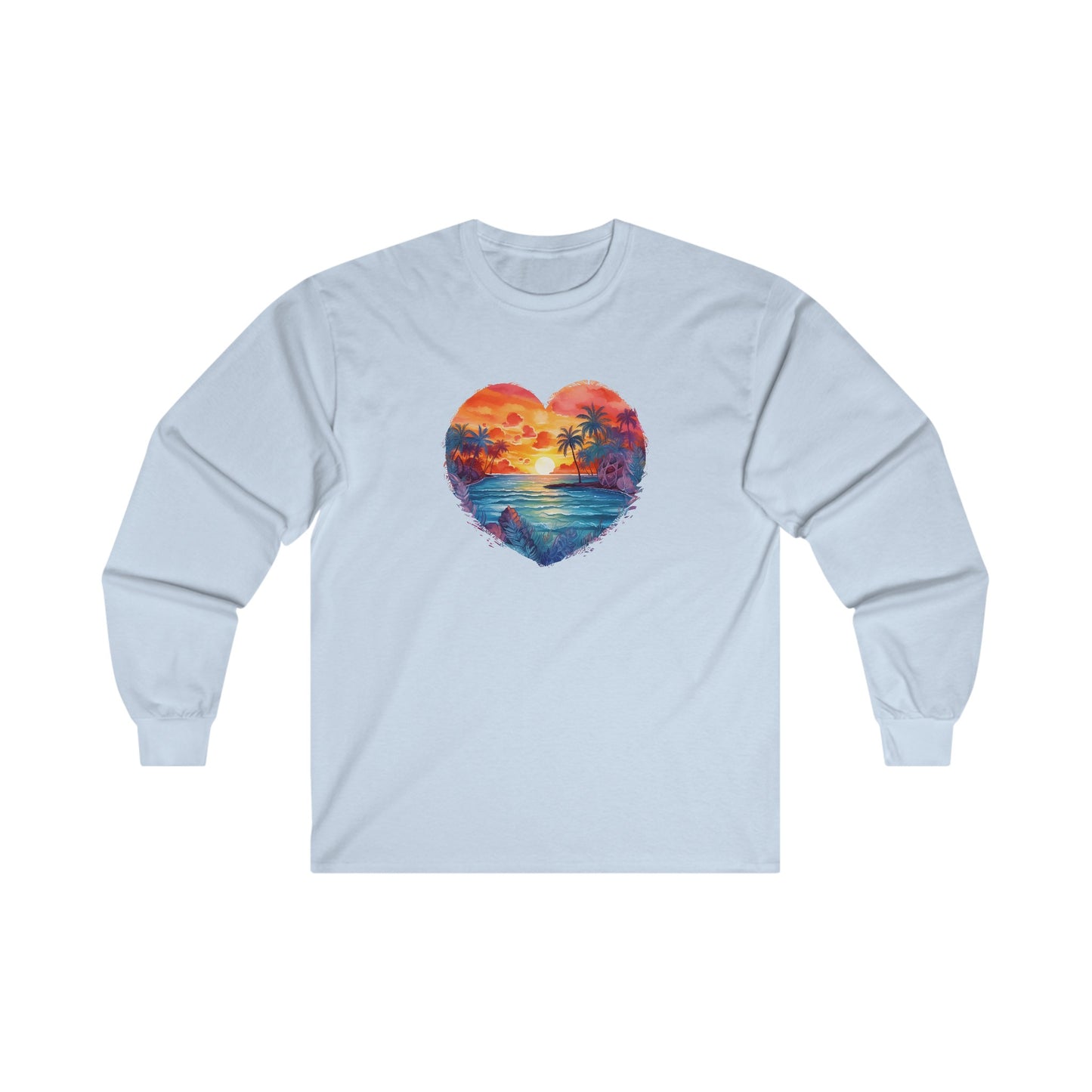 Painted Beach Sunset Heart Long Sleeve Tee