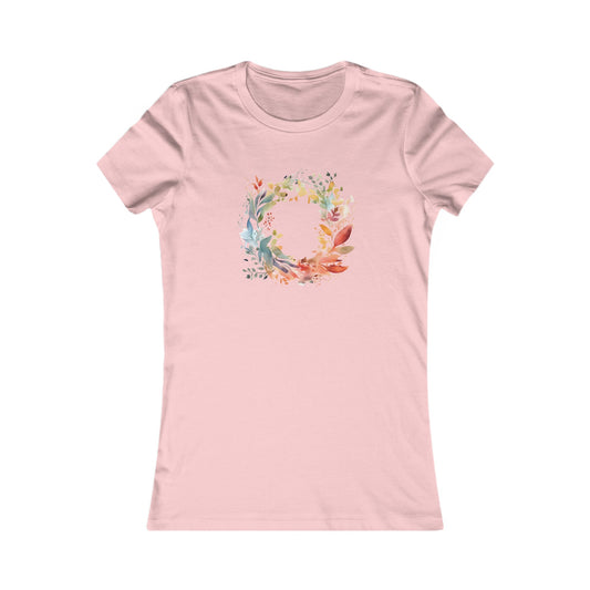 Watercolor Floral Circle Fitted Tee