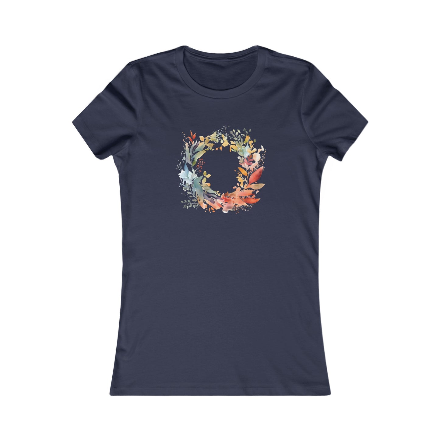Watercolor Floral Circle Fitted Tee