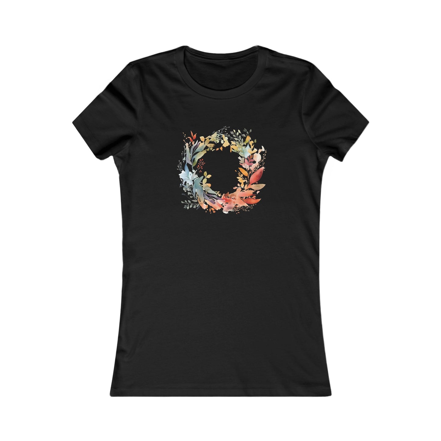 Watercolor Floral Circle Fitted Tee
