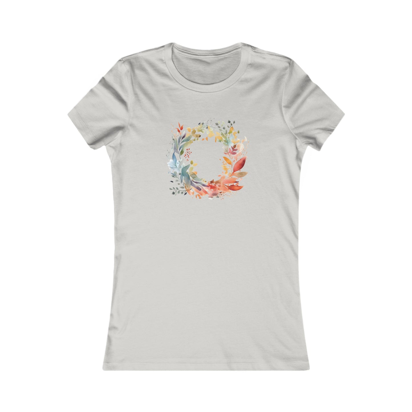 Watercolor Floral Circle Fitted Tee