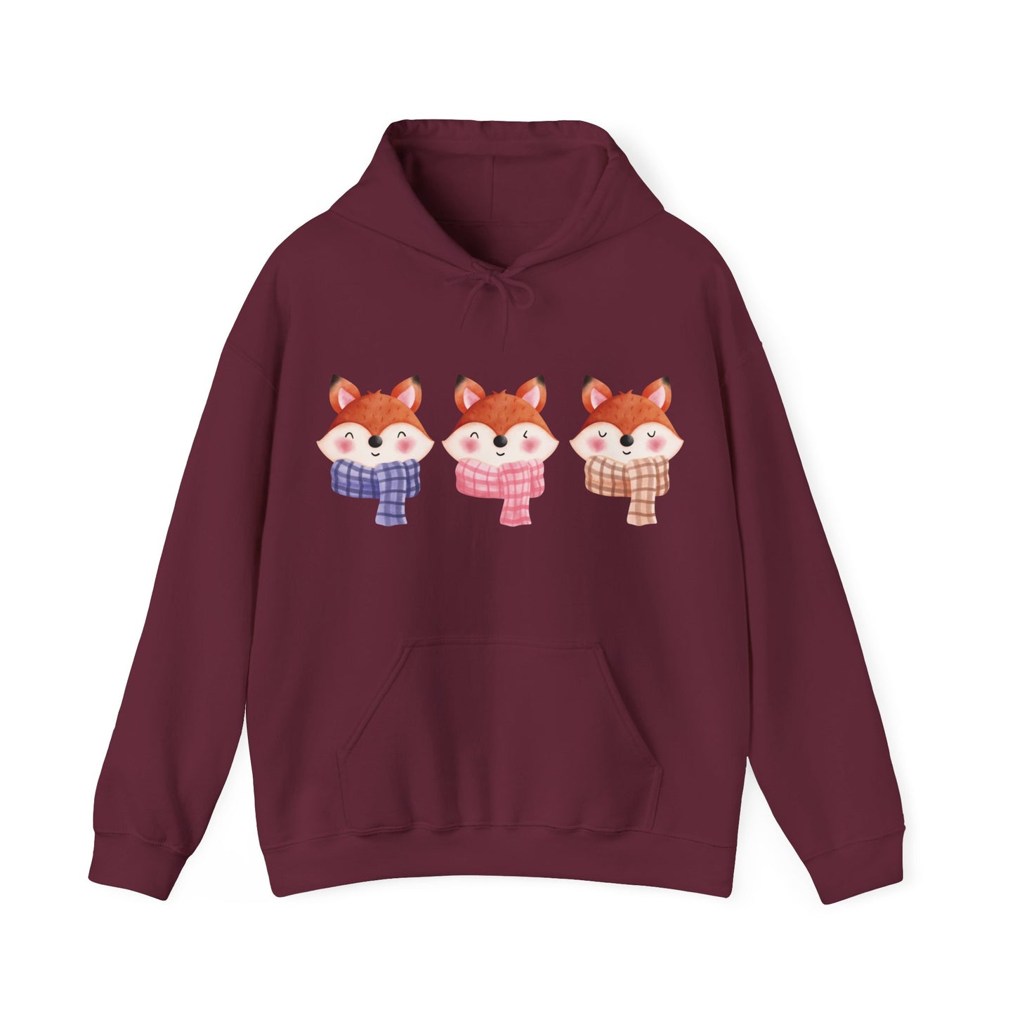 Cute Foxes in Scarves Hooded Sweatshirt